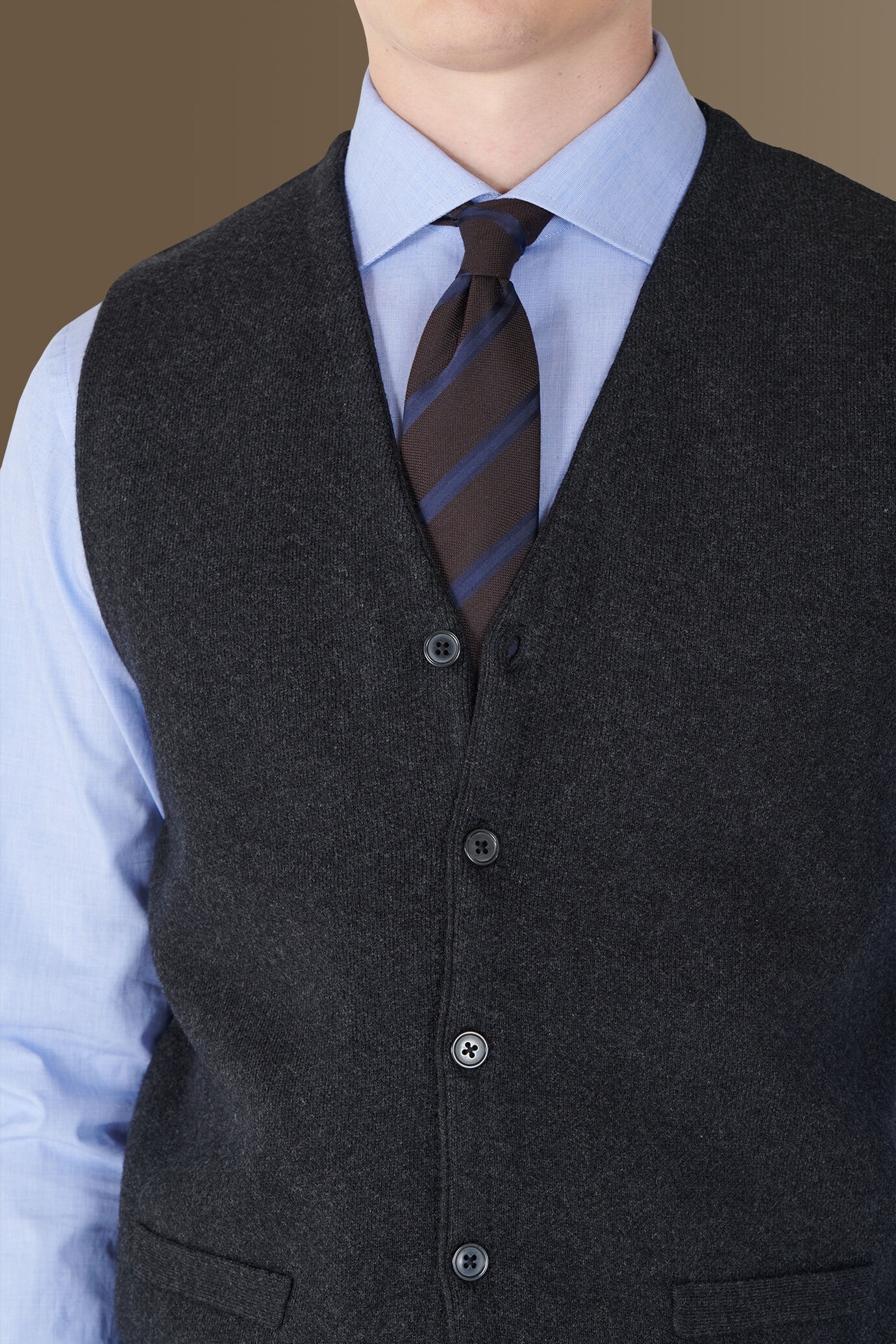 Gilet monopetto in maglia misto lana e cotone image number 1