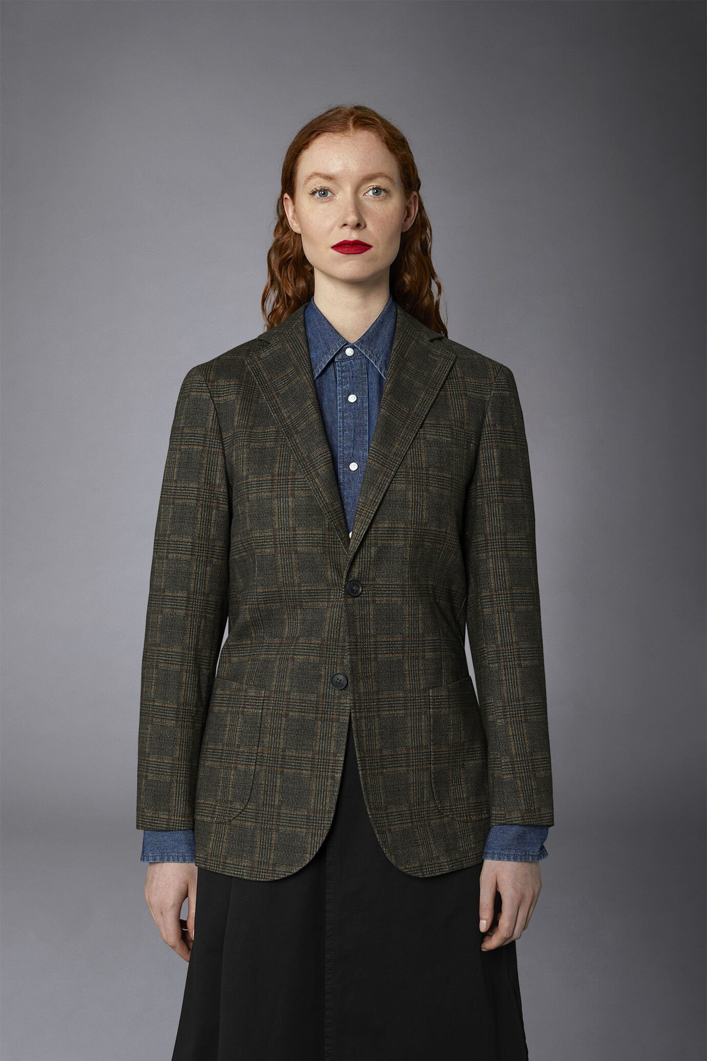 Gonna Principe Di Galles Outfit Giacca Monopetto Genderless