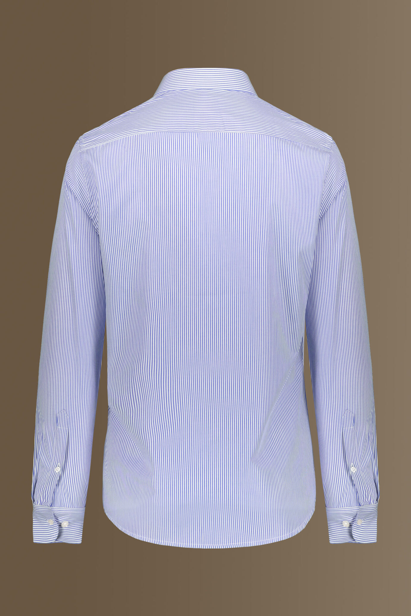 Camicia classica collo francese tinto filo a righe uomo image number 4