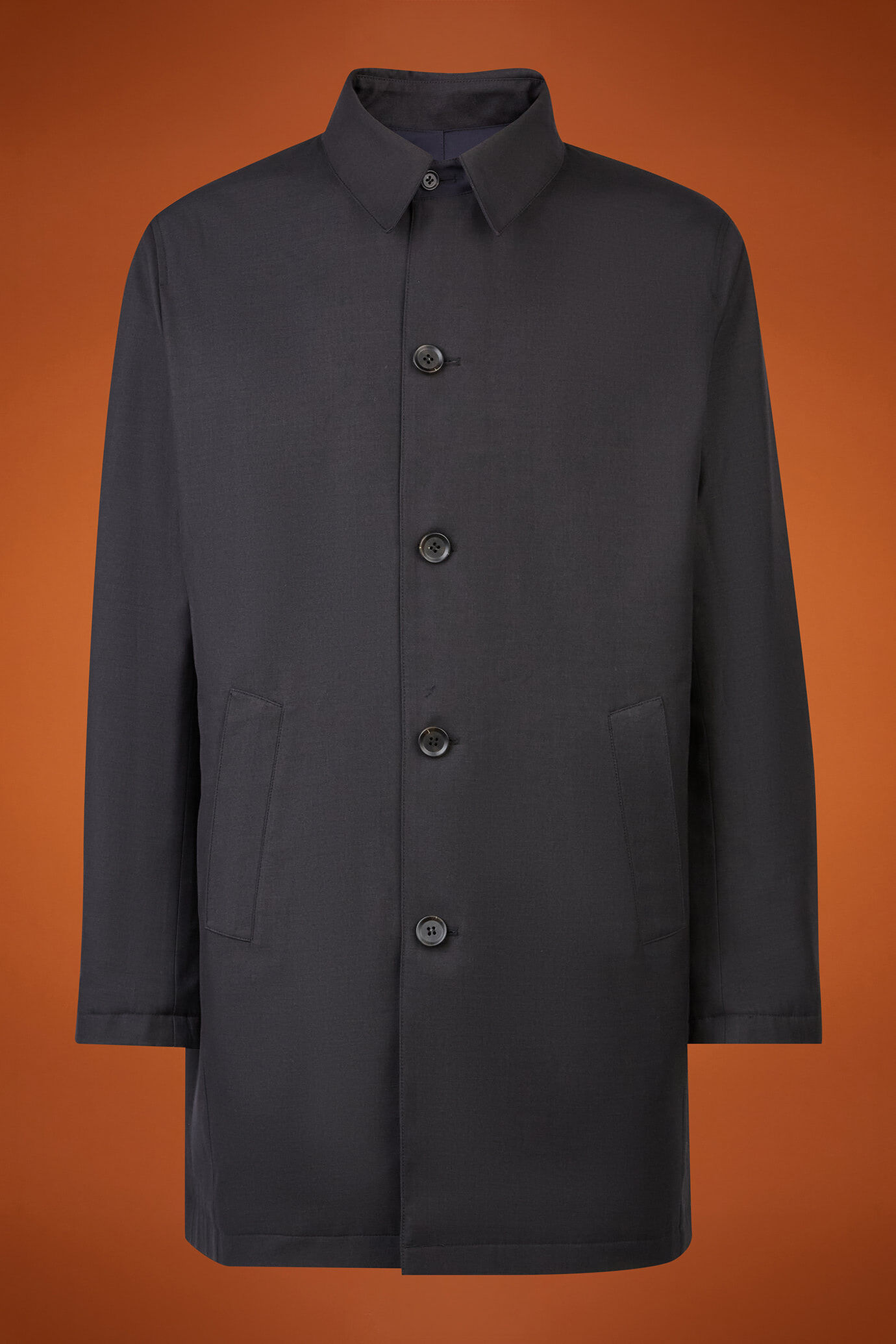 Men's regular fit reversible raincoat in a wool blend/technical fabric image number 6