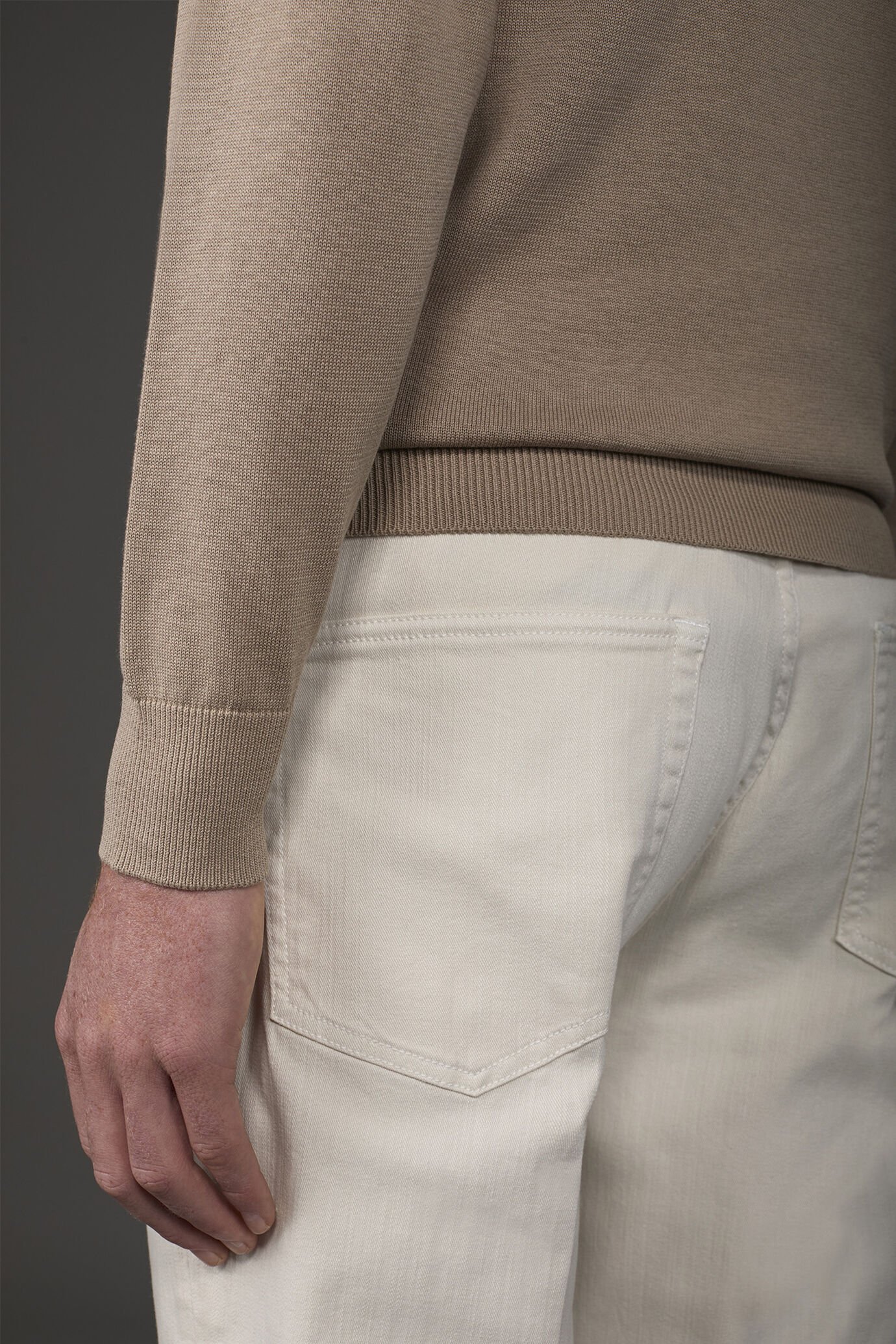 Herren-Pullover mit Rundhalsausschnitt aus 100 % bio-gewaschener Baumwolle image number 3