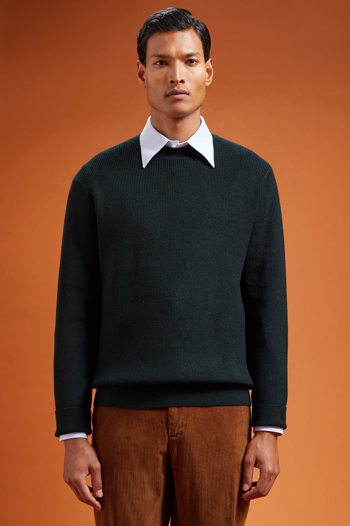 Men's ribbed knit crew neck jumper in a regular fit image number 0