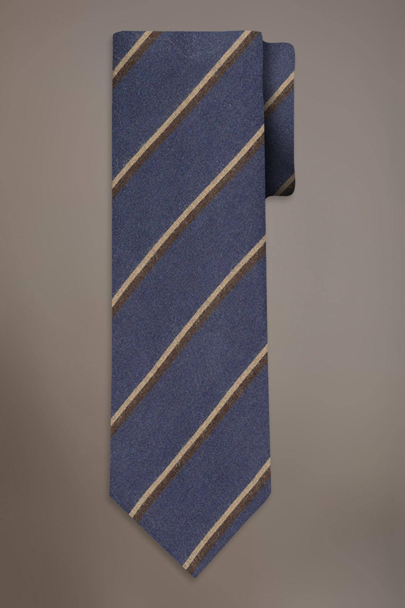 Cravatta misto lana effetto spazzolato regimental