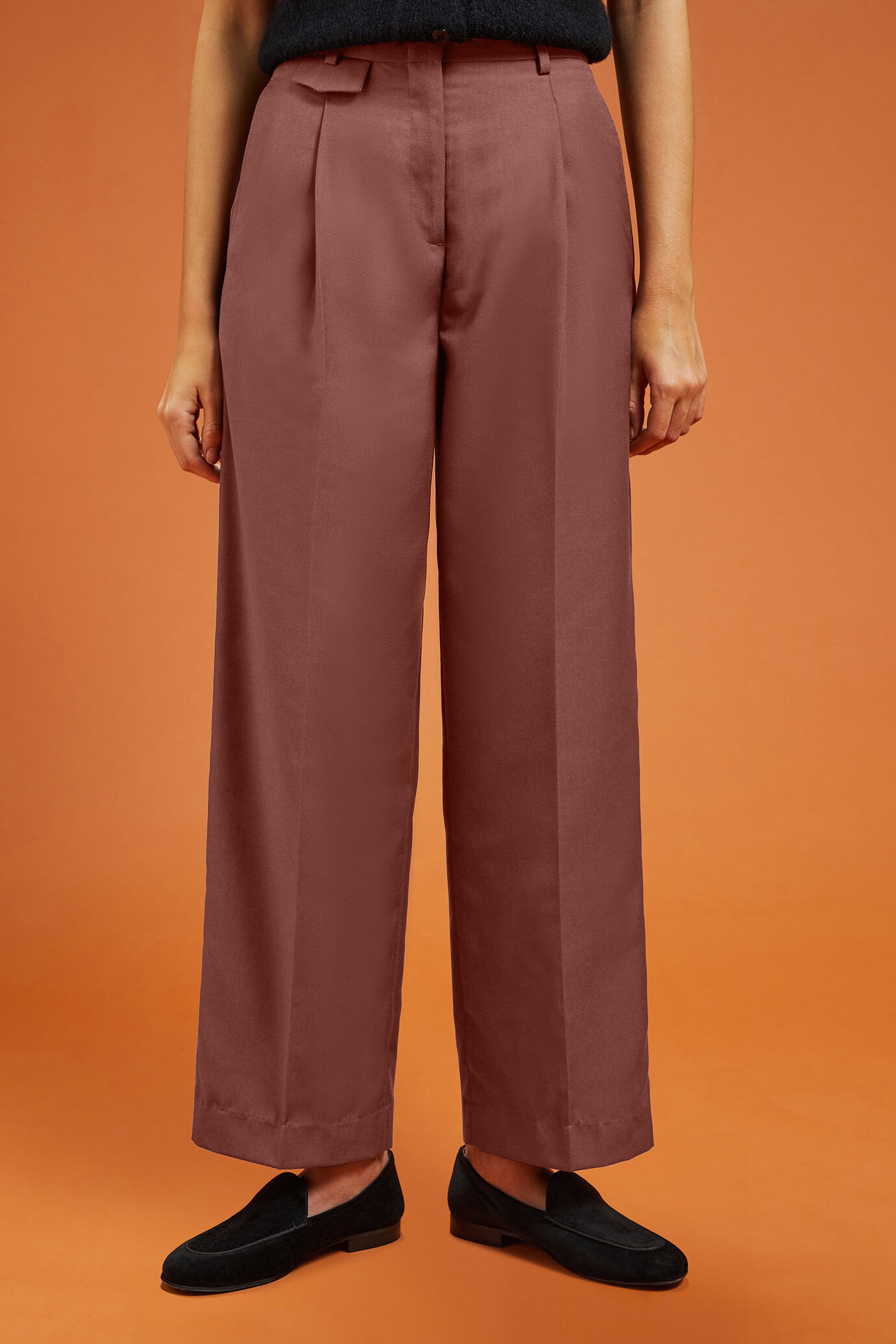 Pantalone classico donna con gamba larga regular fit image number 1