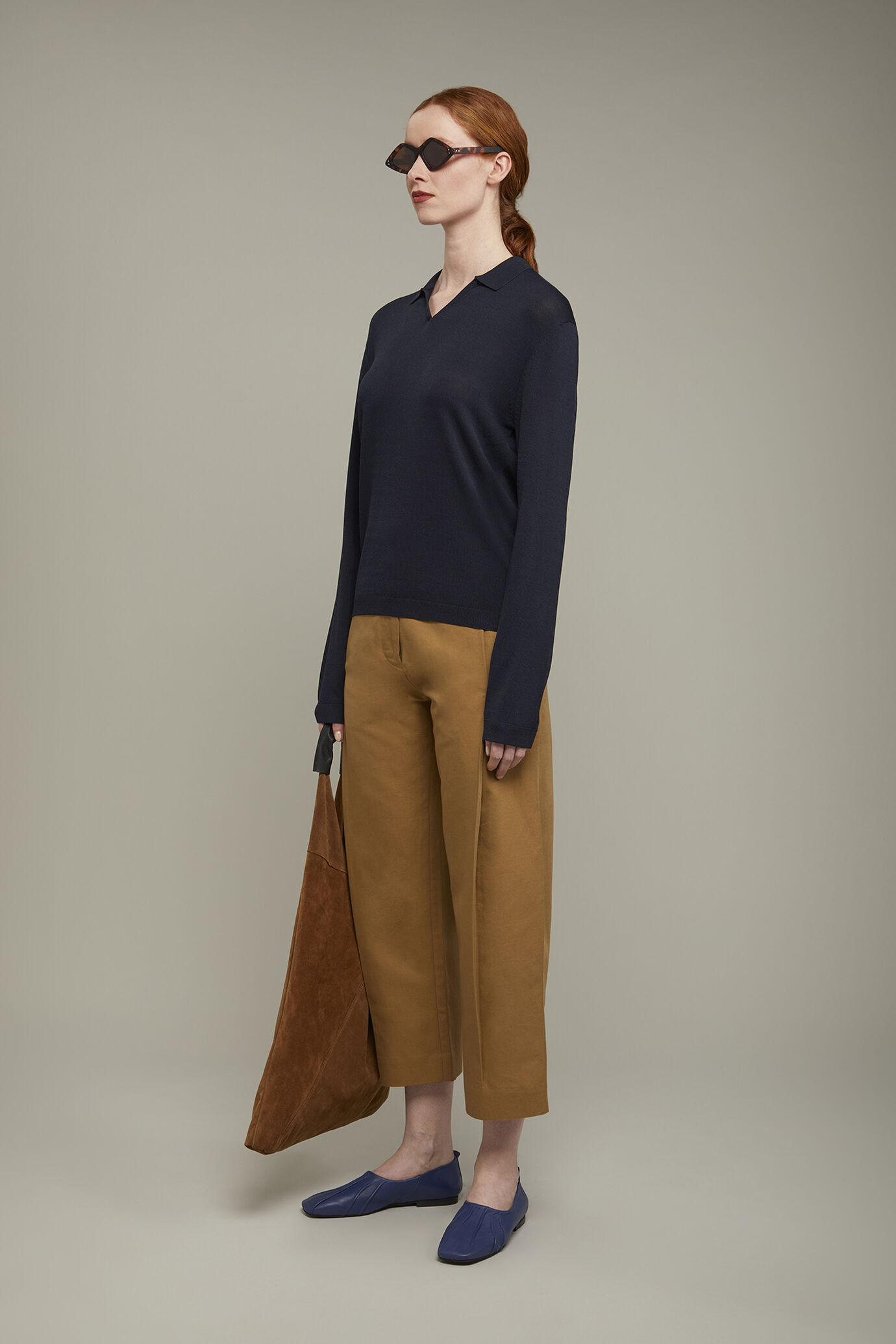 Polo donna in maglia con manica lunga image number 1