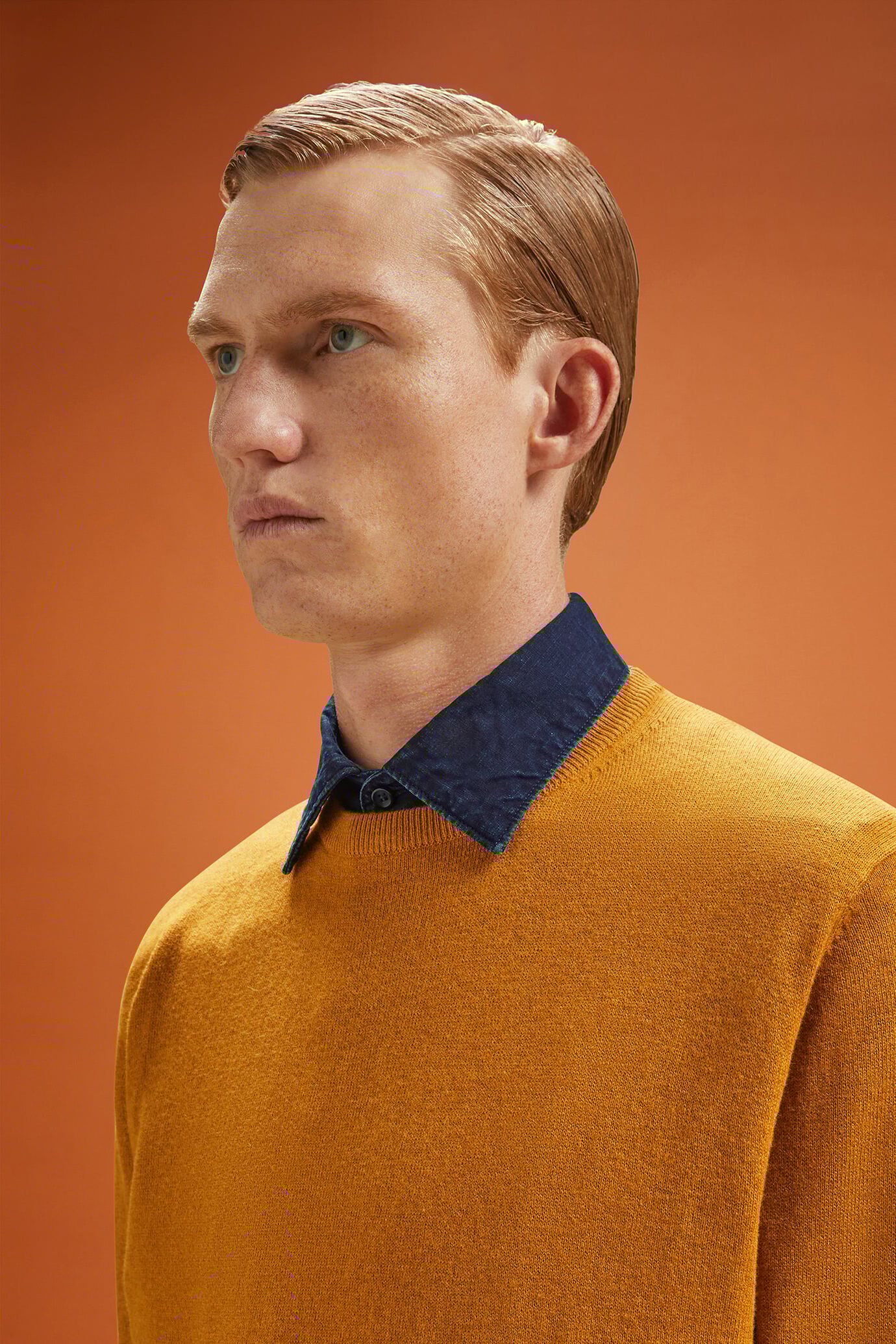 Men's regular fit crew neck tank top in wool and cotton image number 3