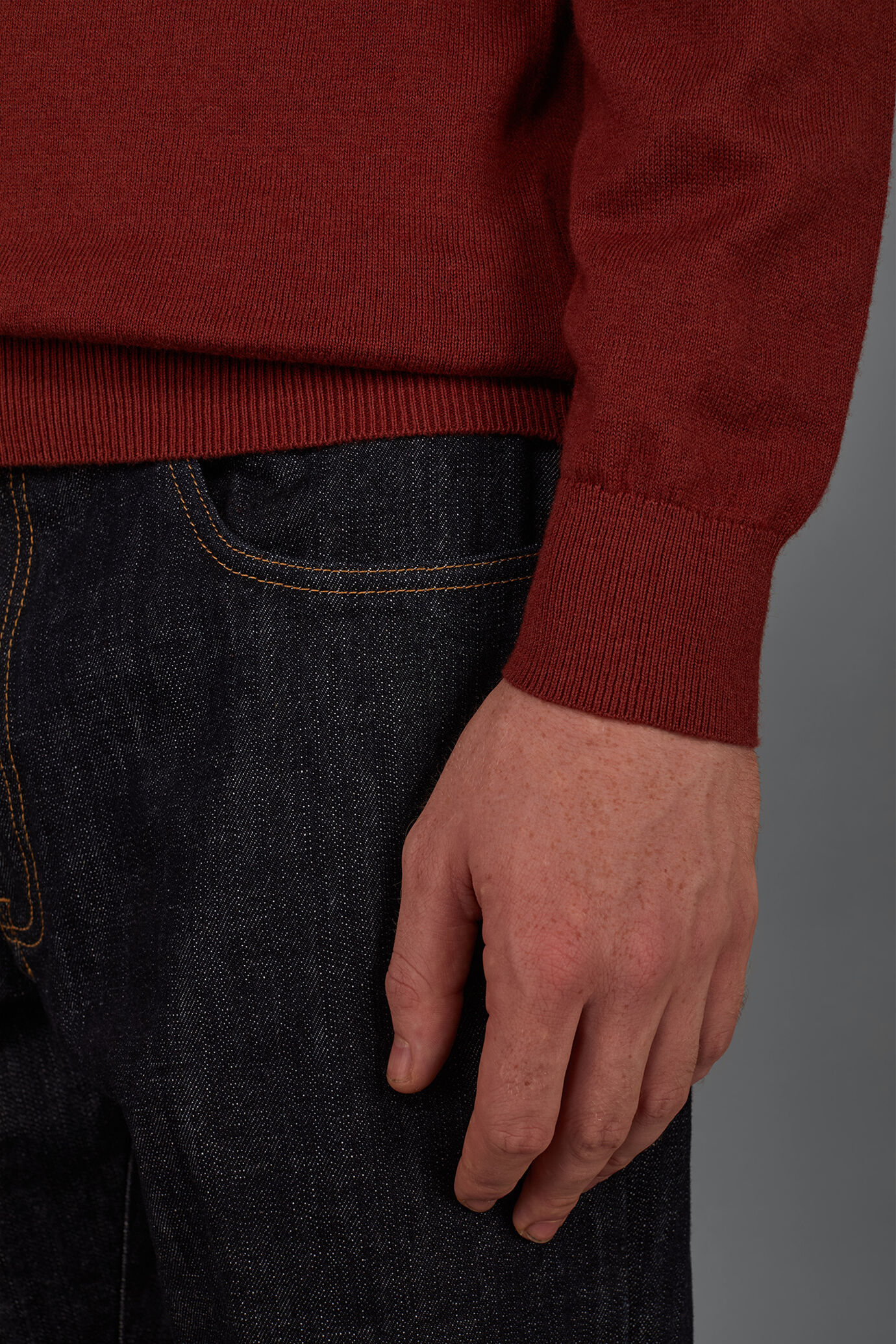 Maglia uomo girocollo in misto lana e cotone regular fit image number 3
