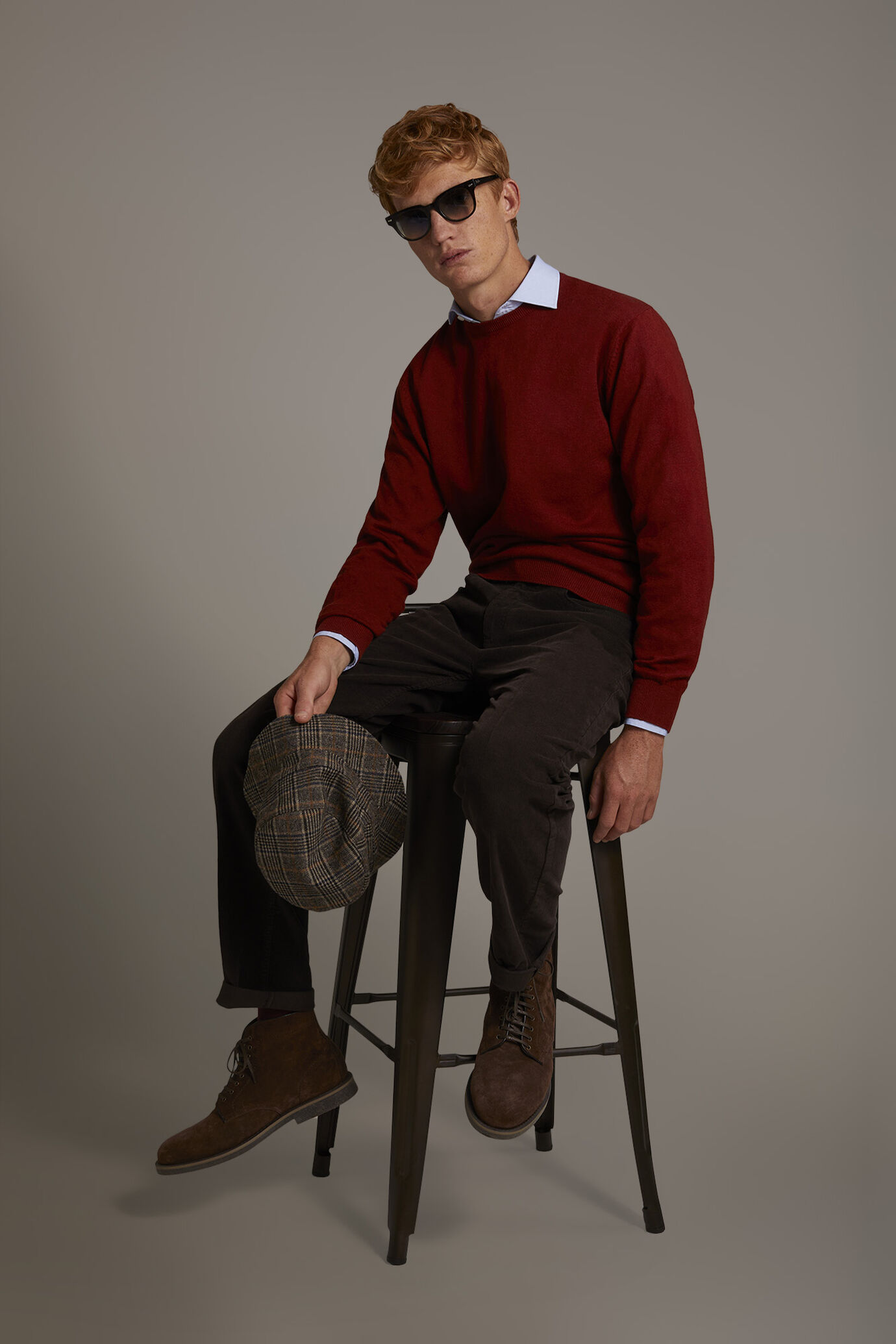 Regular fit 5 pockets trousers in corduroy fabric image number 0