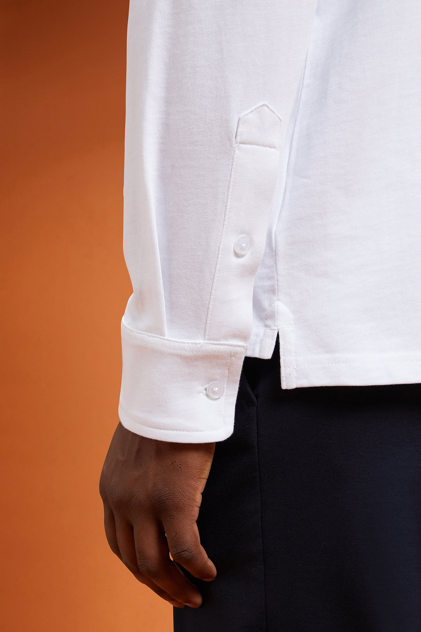 Polo camicia uomo manica lunga con collo classico 100% cotone regular fit image number 2