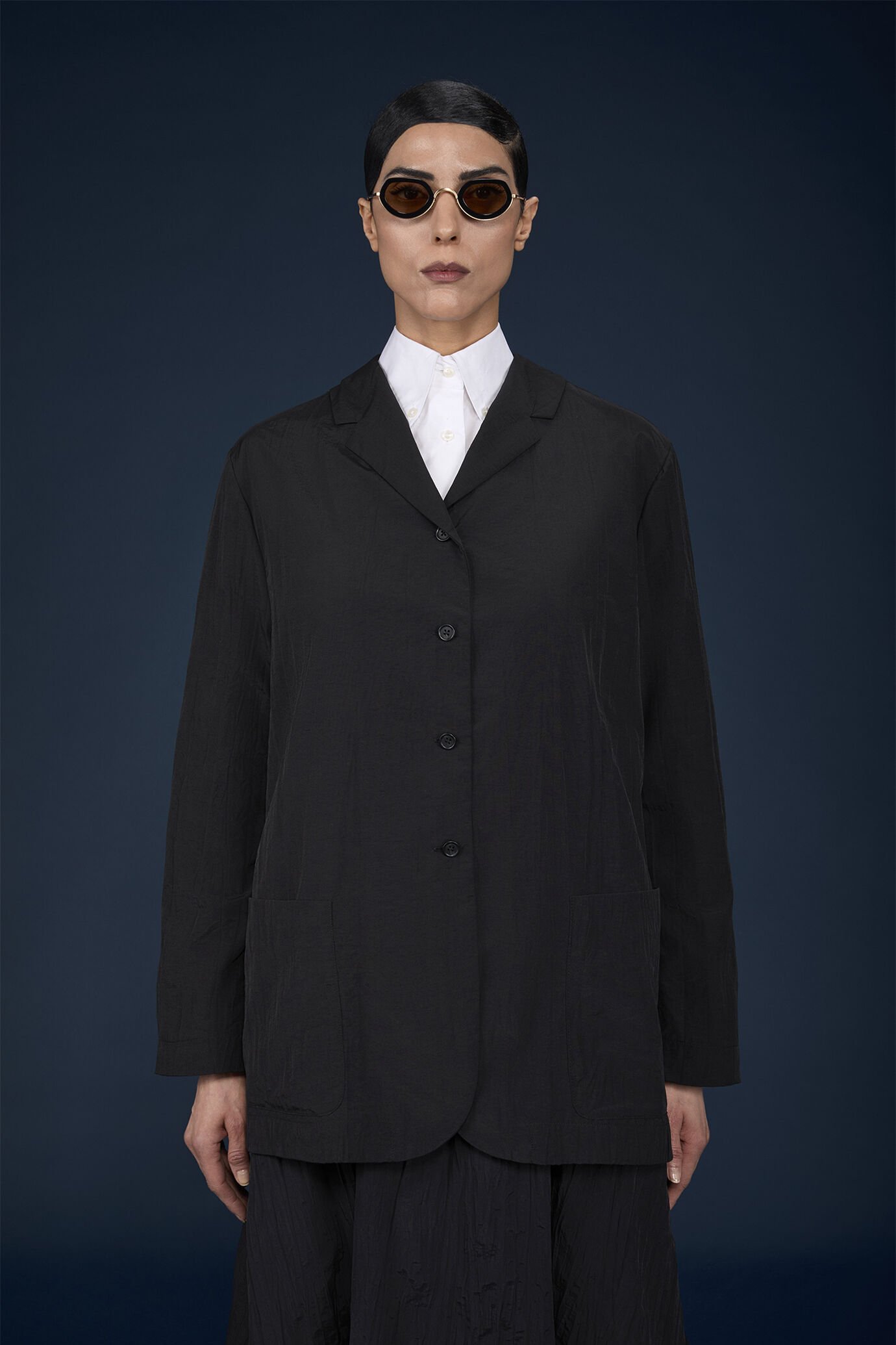Einreihiger Oversize-Damenblazer mit Knittereffekt image number 1