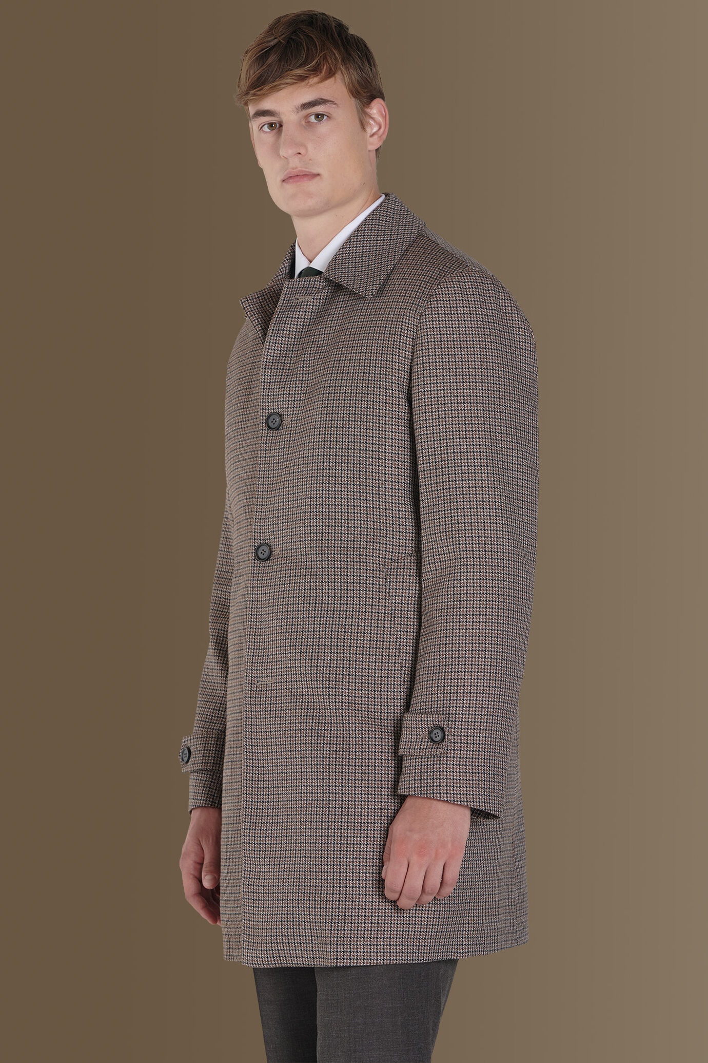 Cappotto imbottito tessuto micro fantasia a quadri image number 1