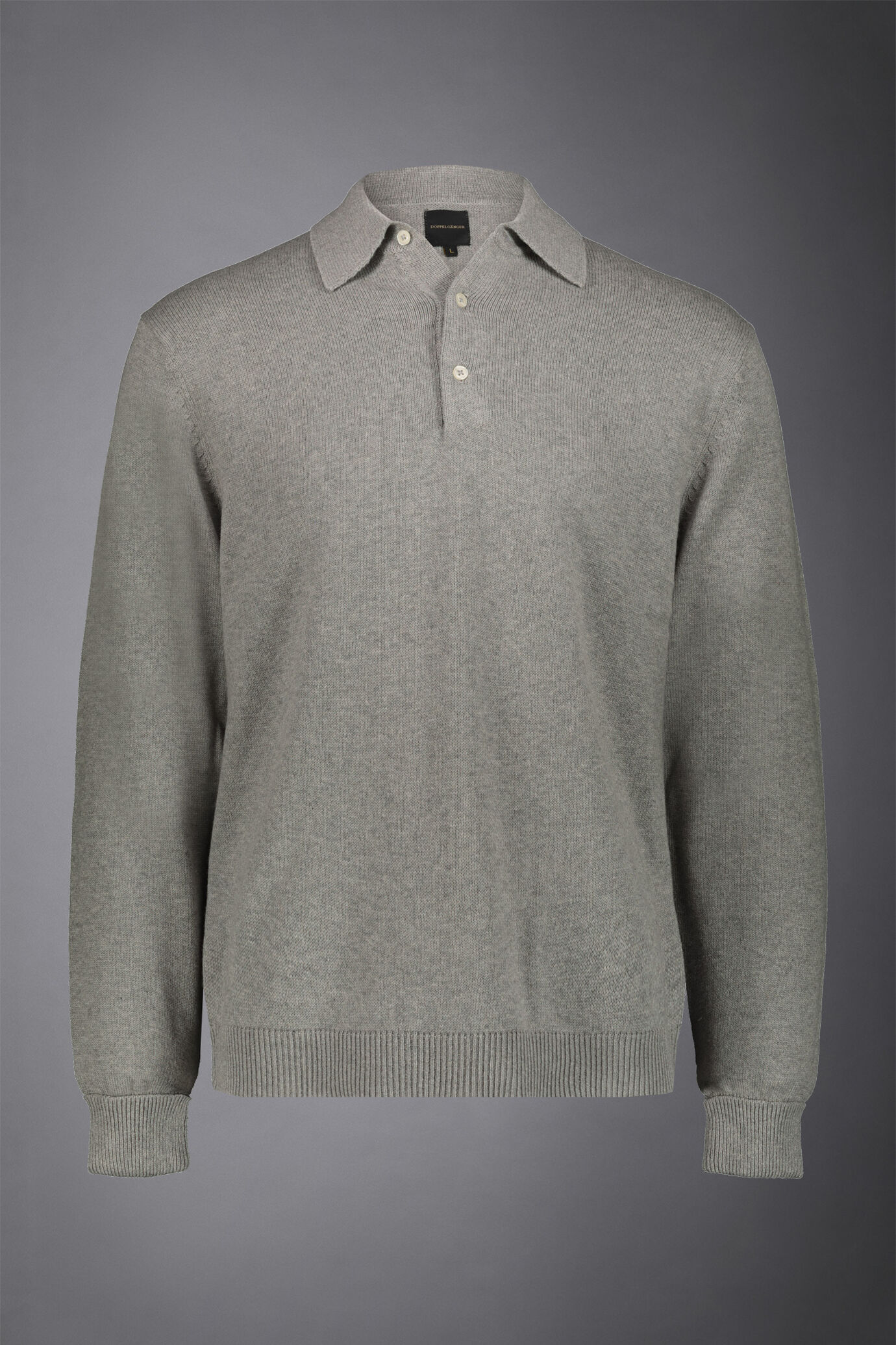 Men's long sleeve wool and cotton regular fit polo shirt image number 4