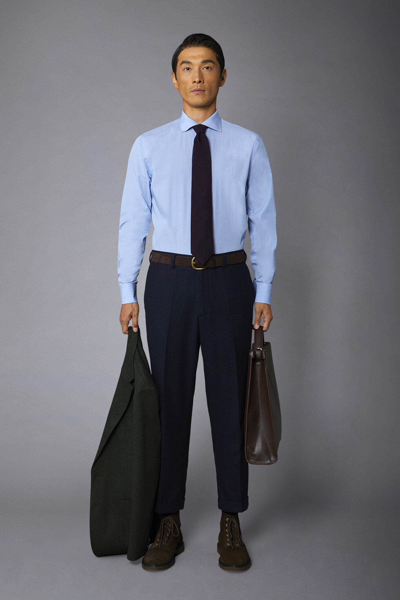 Camicia classica uomo collo francese slim fit fantasia a quadretti