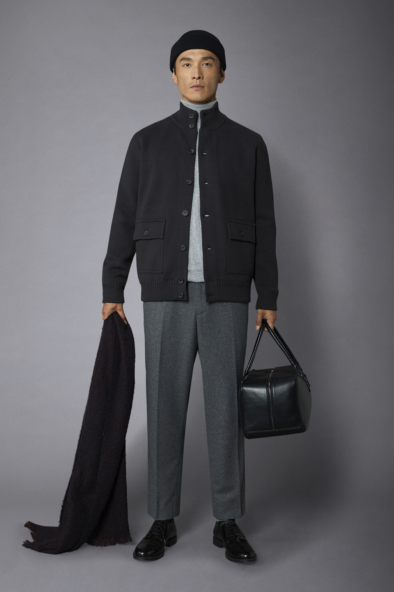 Men's lined Cotton knit jacket milan stitch