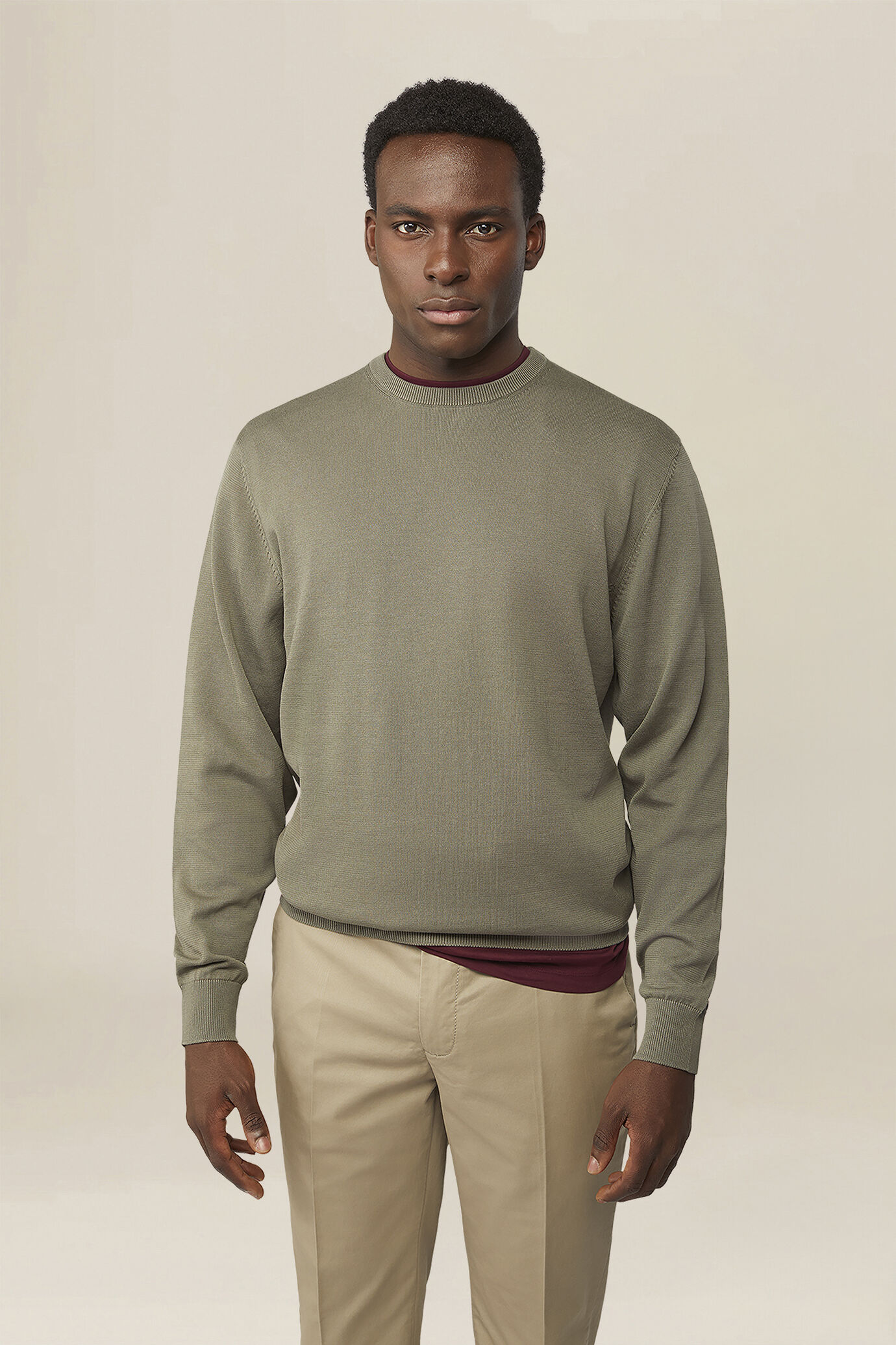 Men's crew neck jumper in 100% cotton image number 0