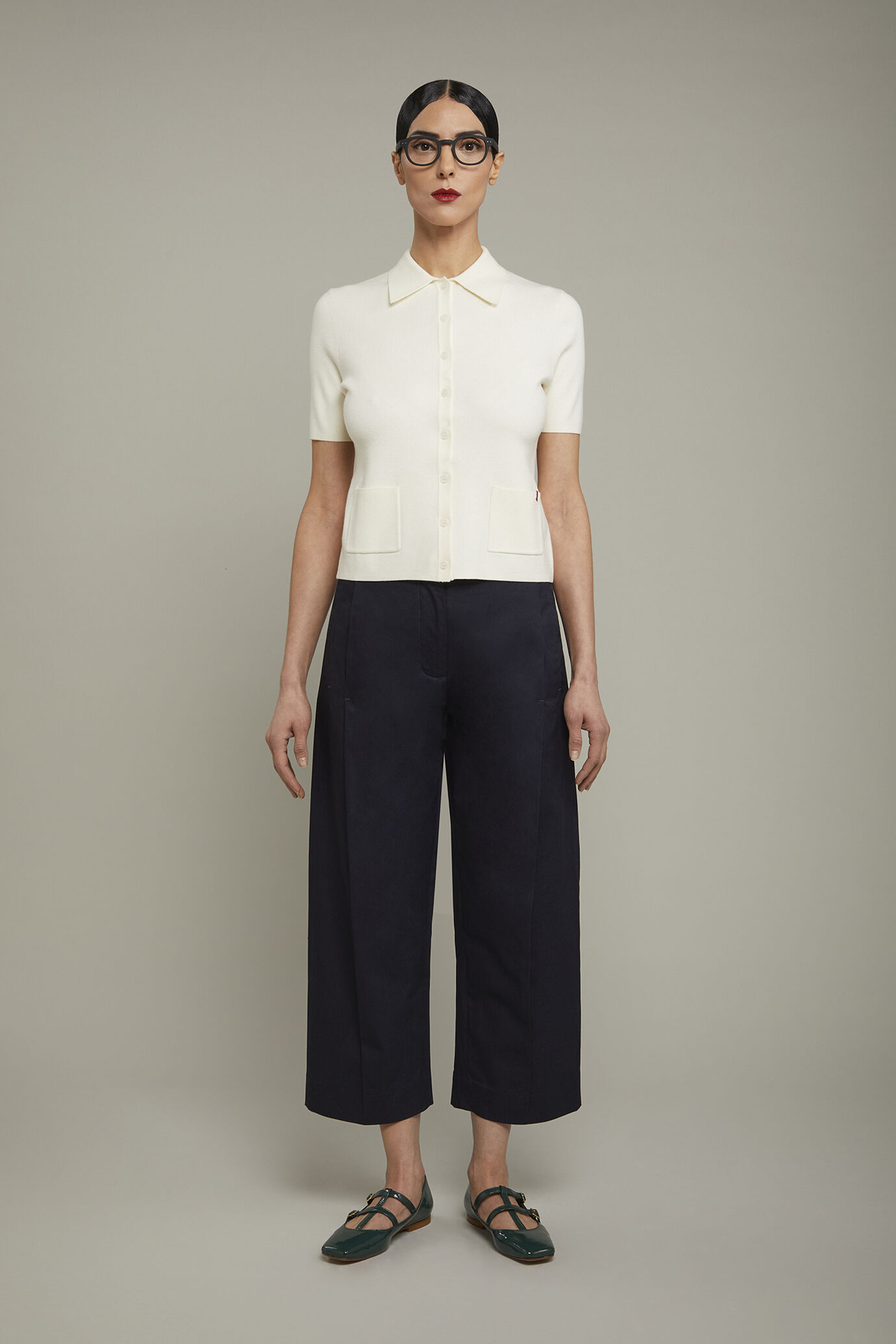 Pantalone donna 100% cotone tinta unita regular fit image number 2