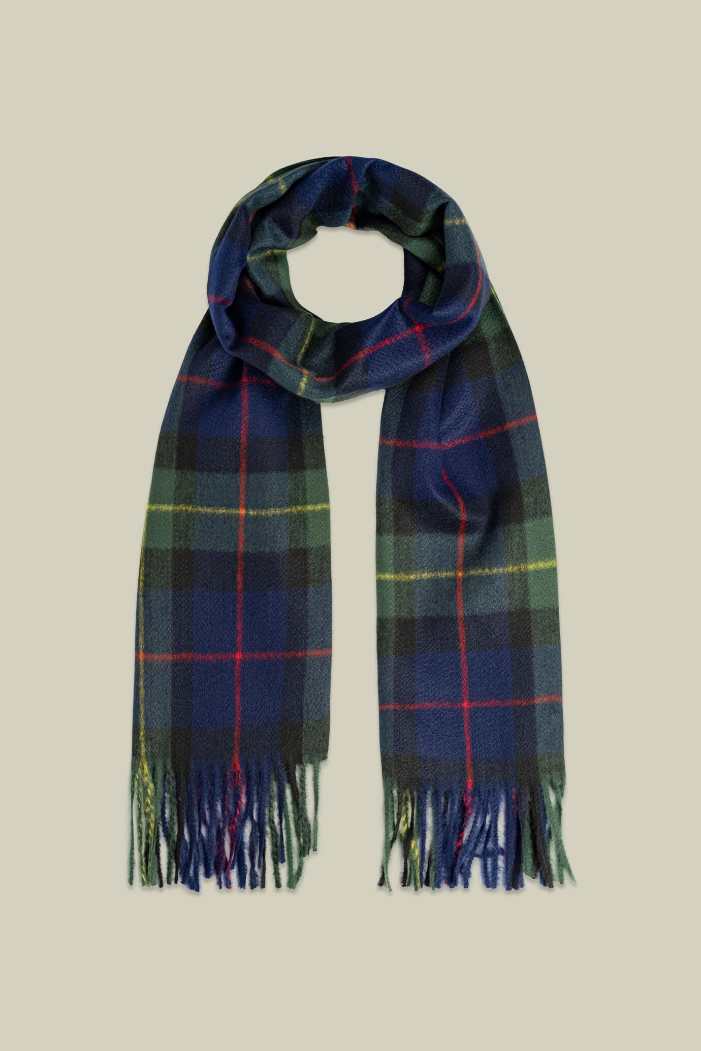 Men&rsquo;s tartan pattern scarf with side fringes
