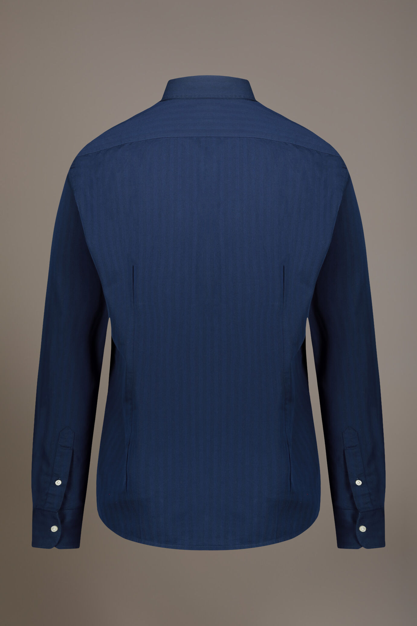 Classic washed shirt with french collar comfrot fit indigo herringbone fabric image number 4