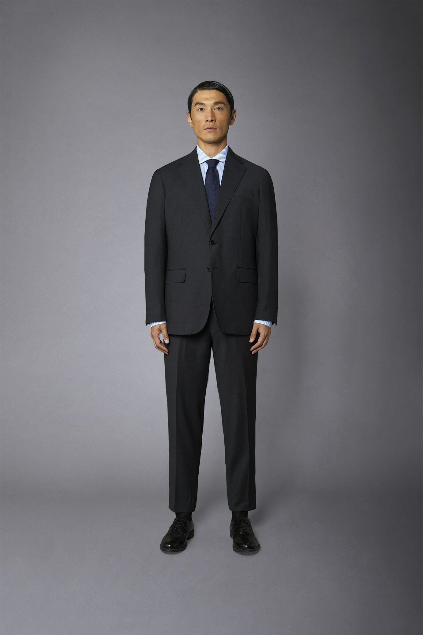 Men's single-breasted suit regular fit bird's eye fabric image number 2
