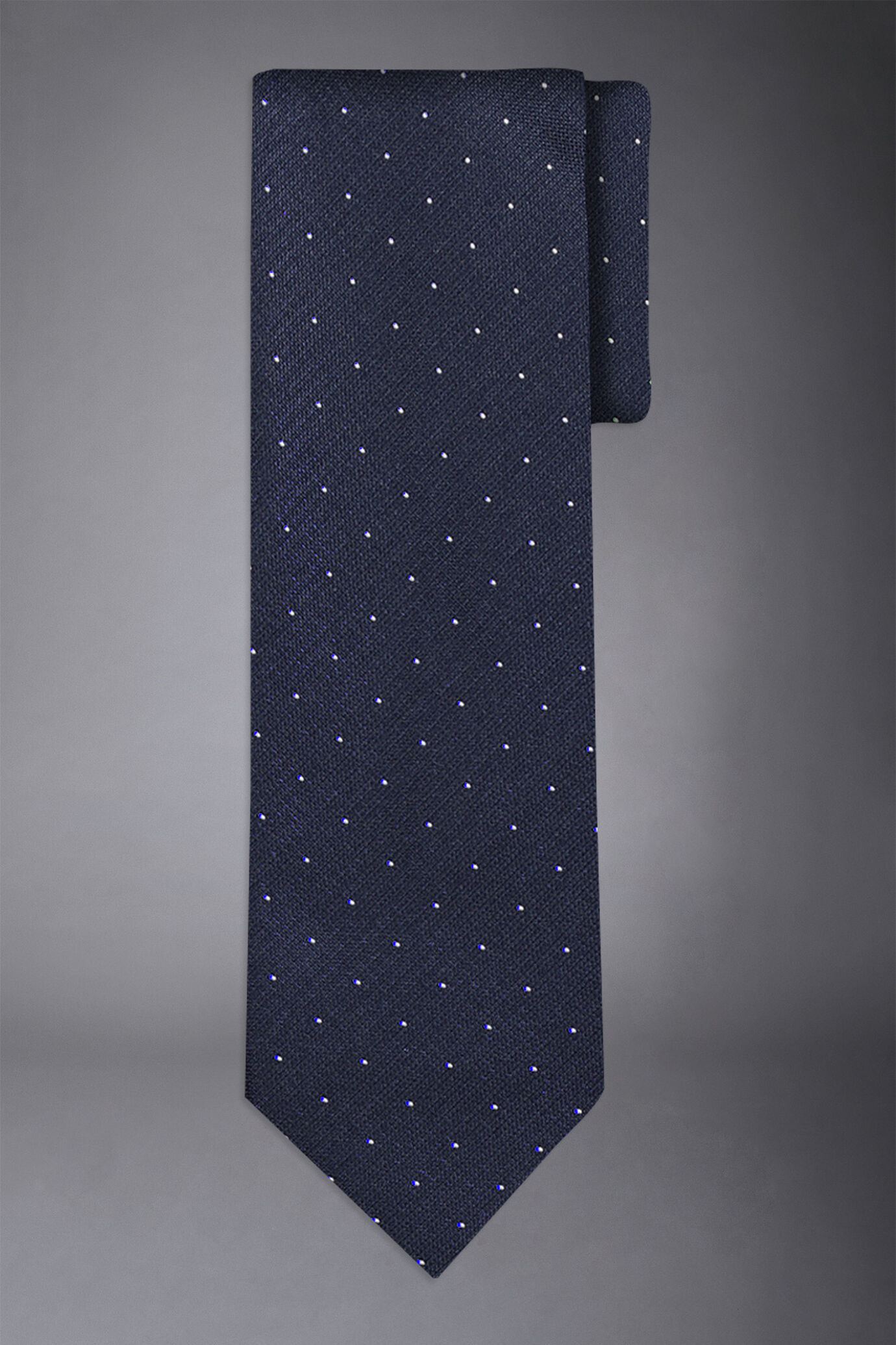 Micro polka dot patterned bamboo blend tie