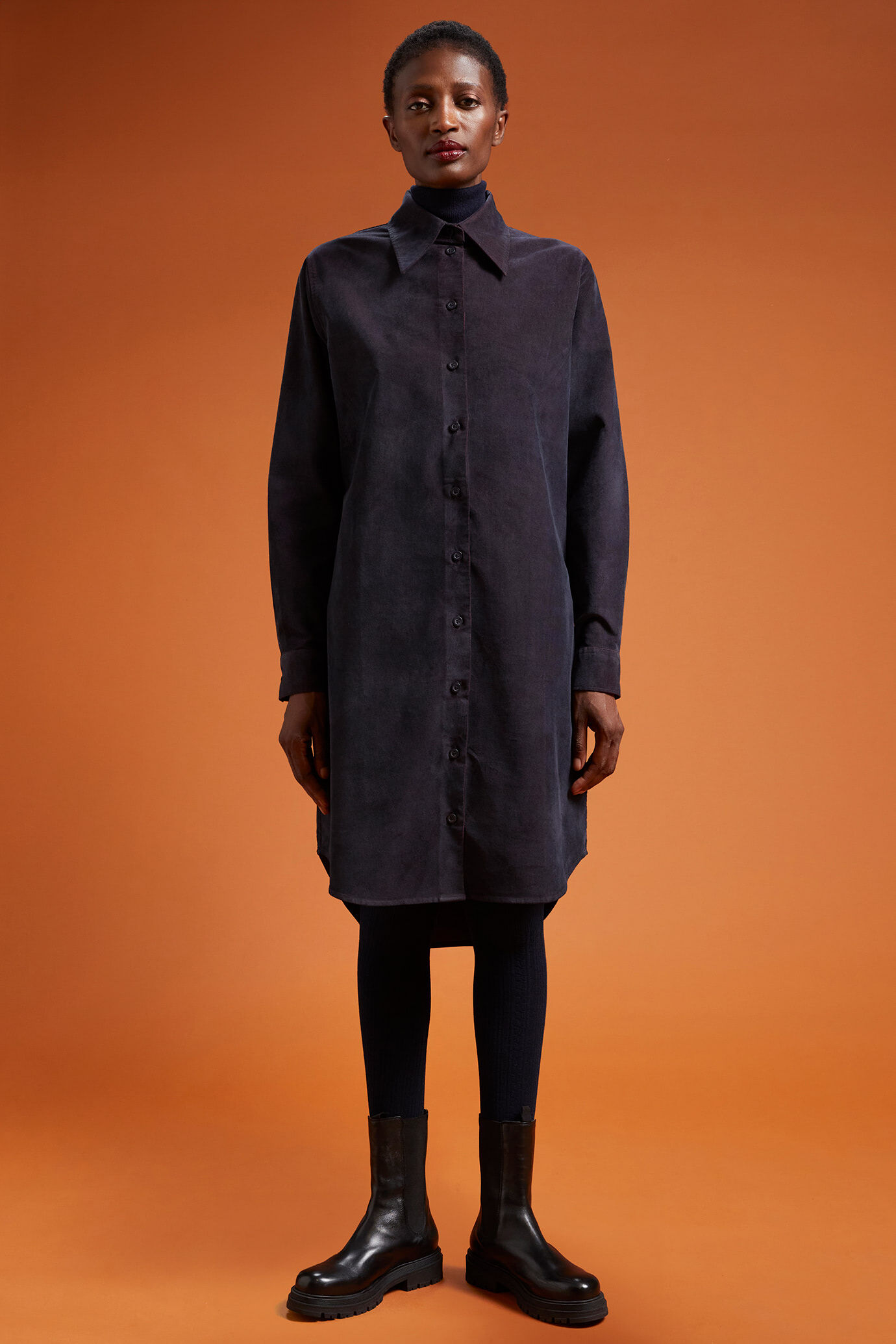 Women's regular fit shirt dress in 1000-wale corduroy