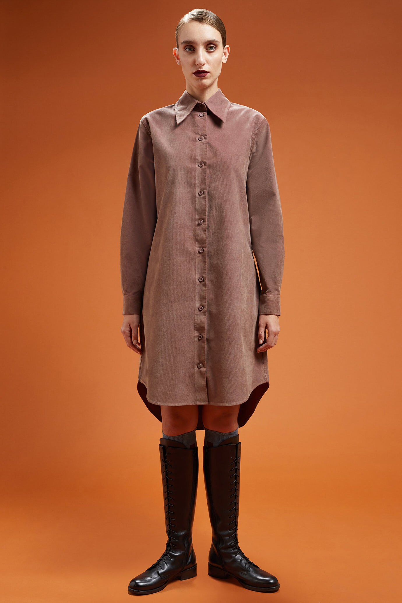 Damen-Chemisierkleid aus Samt mit Streifenmuster in normaler Passform image number 0
