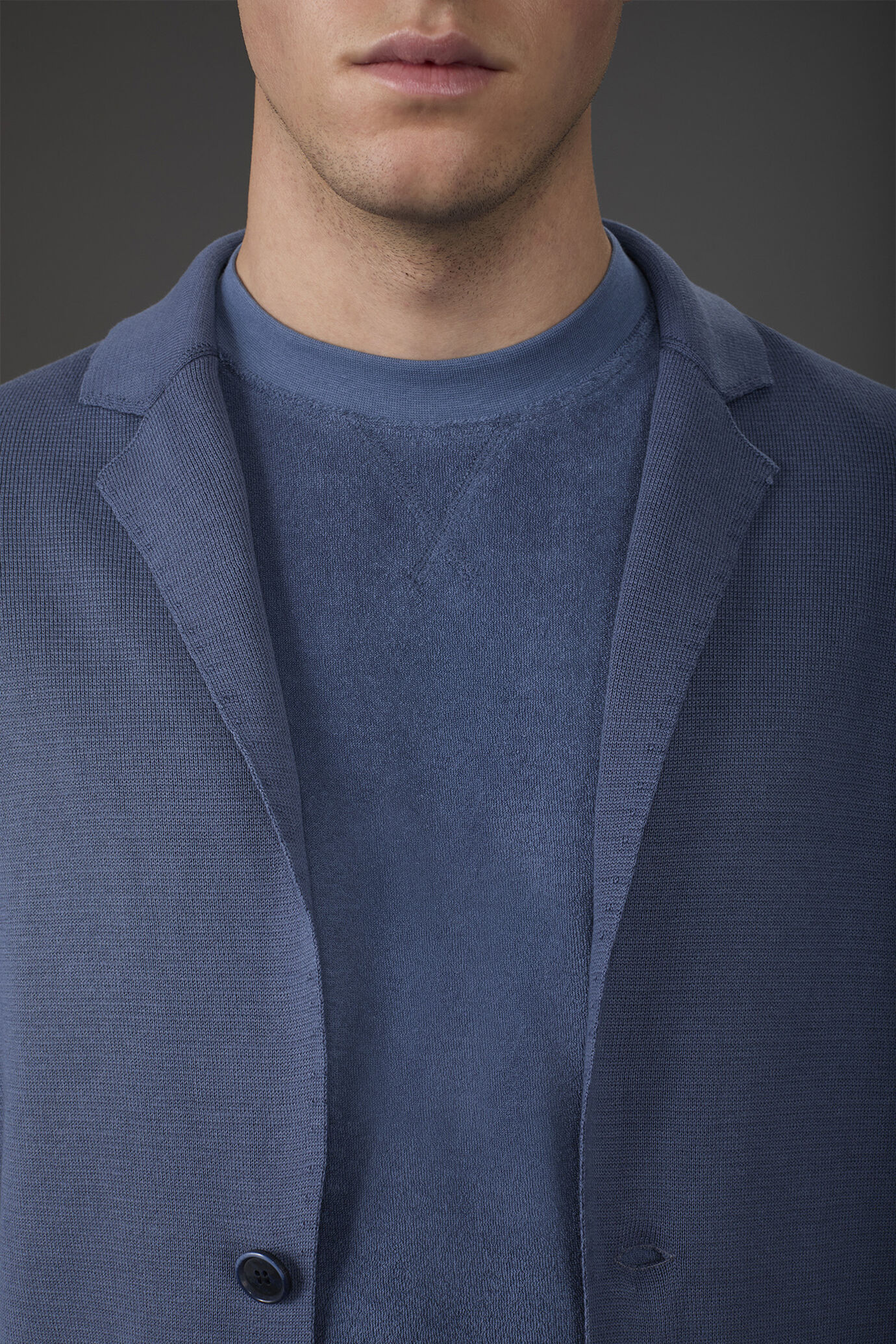 Men's cardigan with patch pockets, 100% cotton milano rib knit image number 2