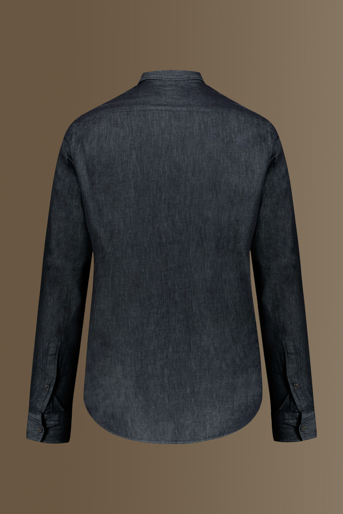 Camicia uomo casual collo francese 100% cotone denim grigio scuro image number 4