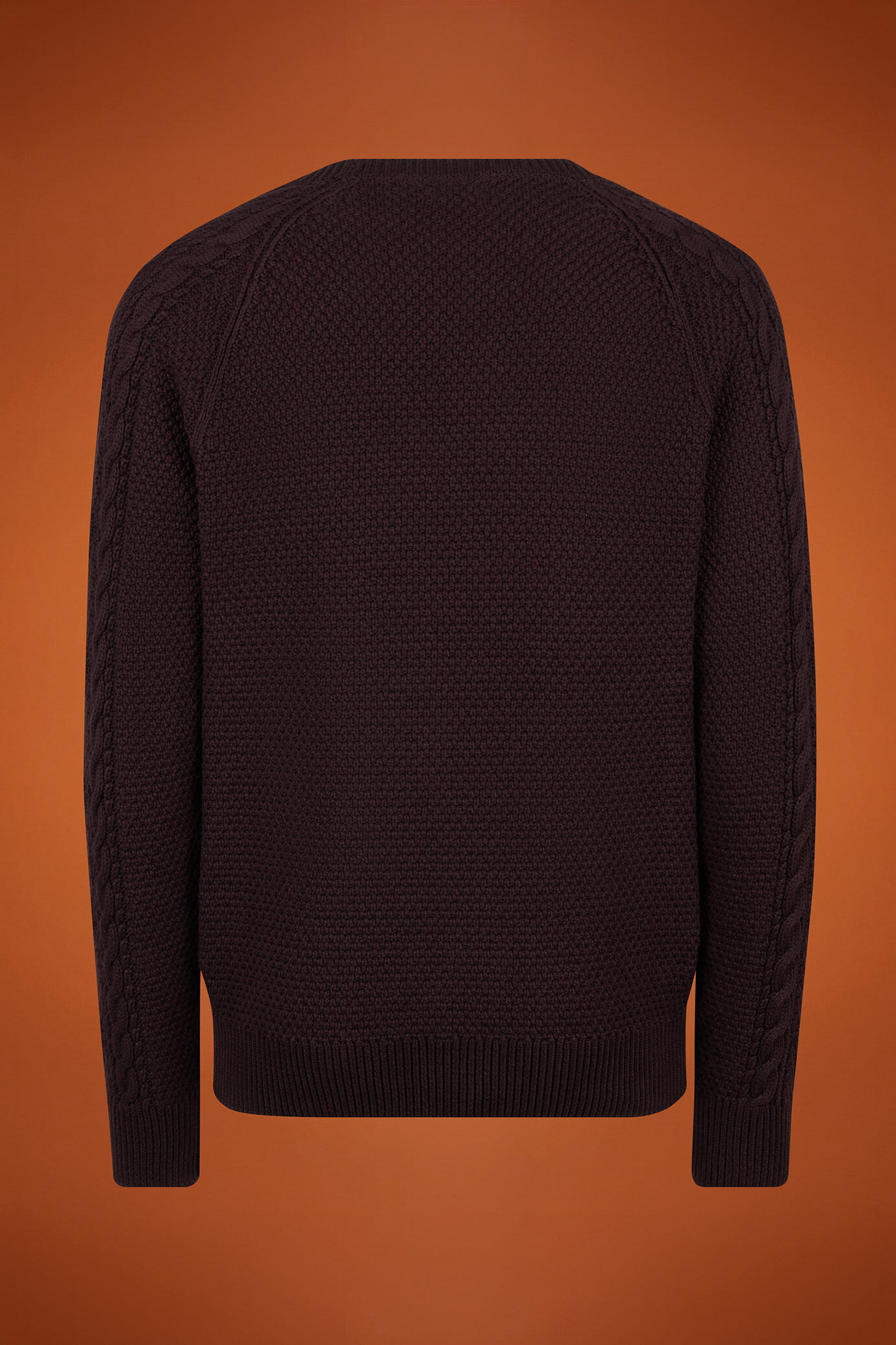 Men's regular fit cable knit jumper in 100% cotton with a crew neck image number 5