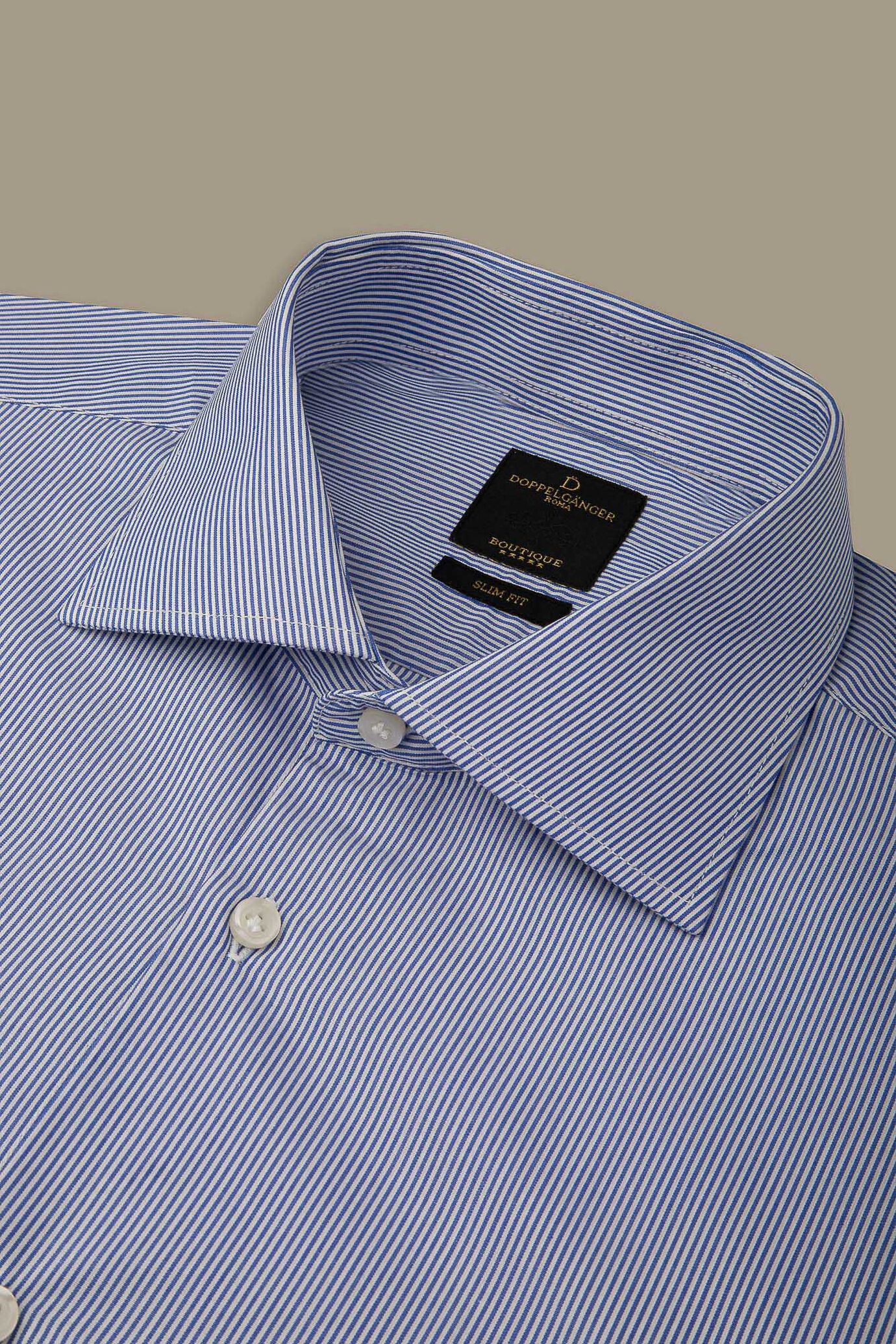 French collar classic shirt yarn dyed narrow stripes image number 1