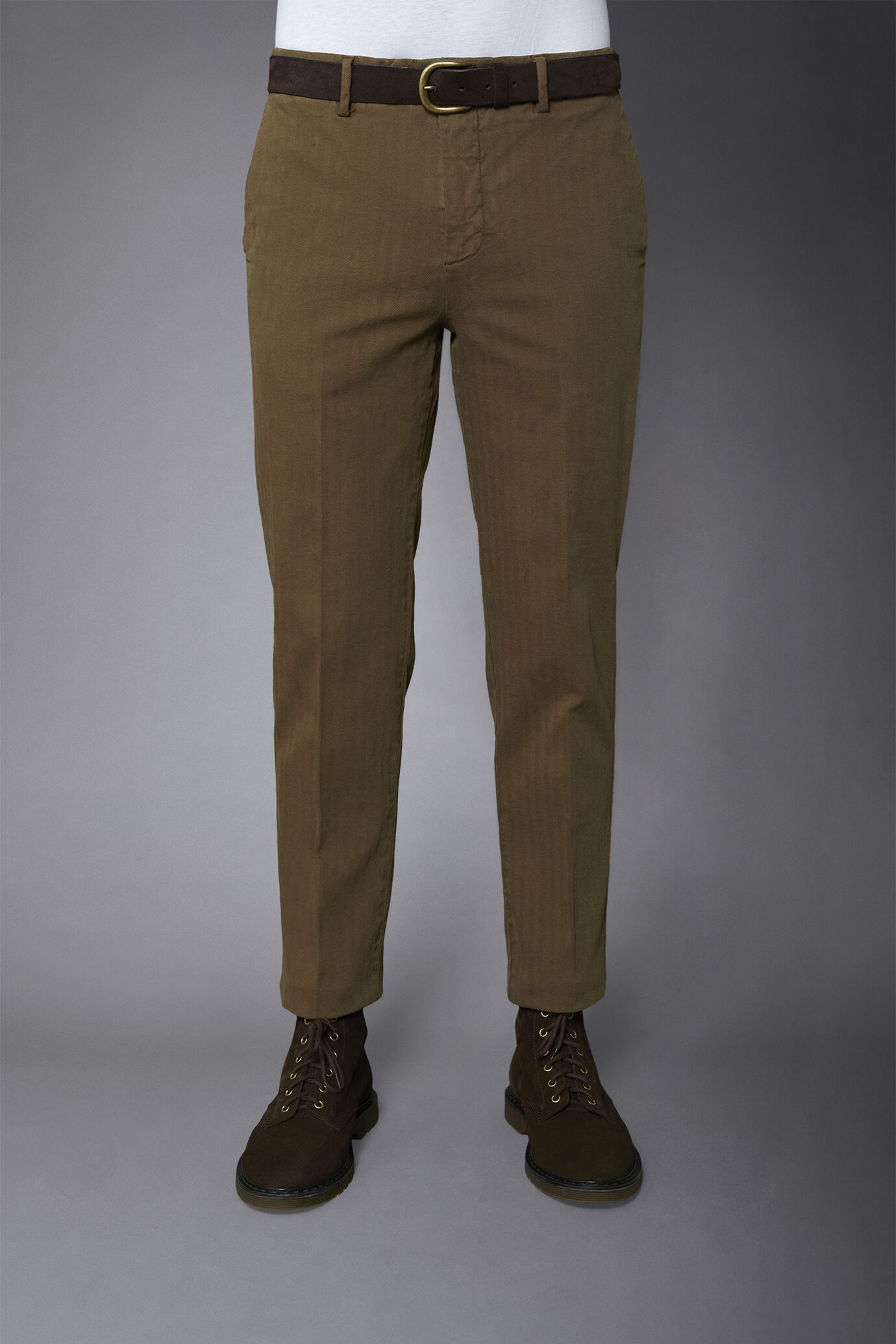 Men's classic pants regular fit herringbone fabric construction image number 3