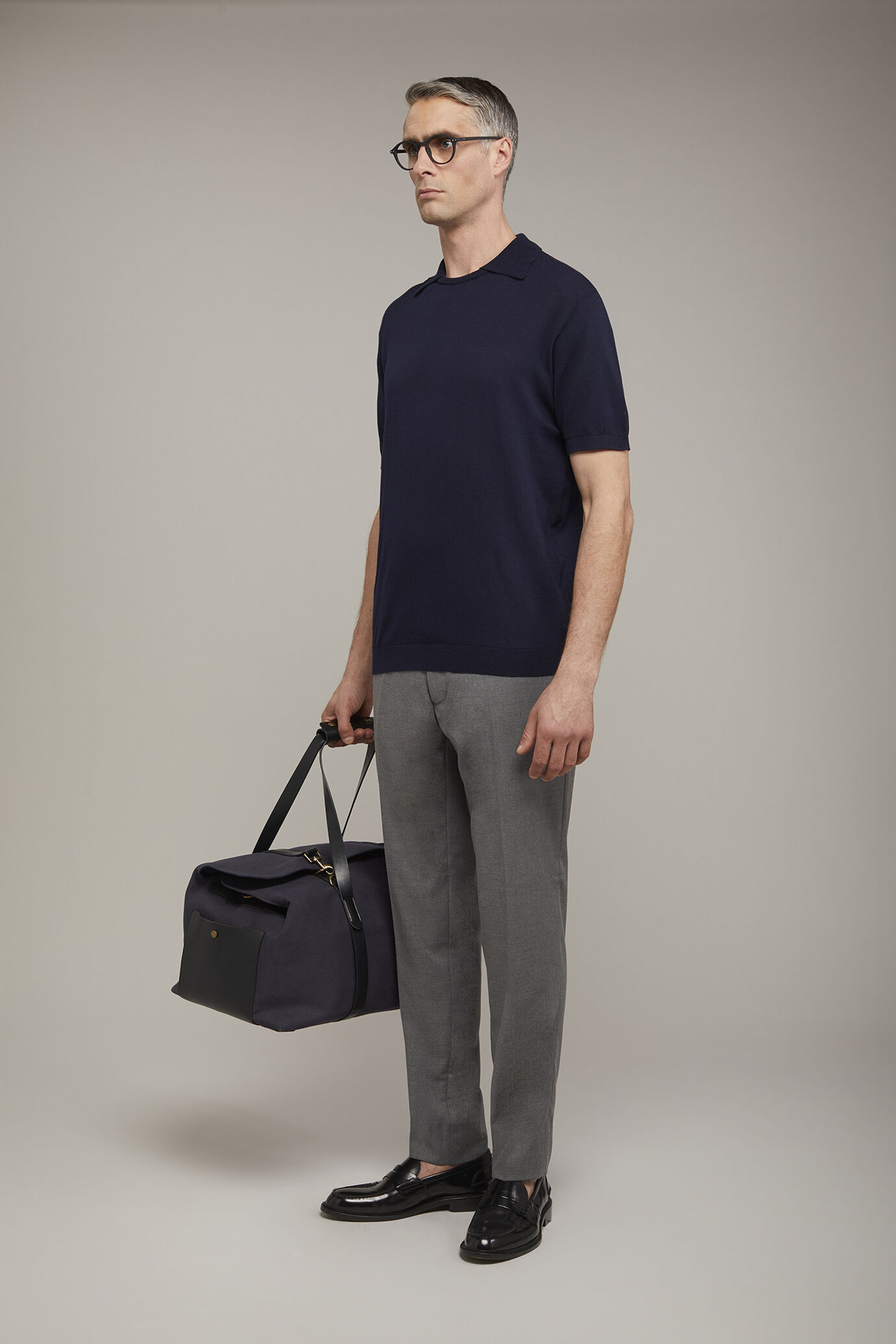 Polo in maglia uomo girocollo 100% cotone con manica corta regular fit image number 1