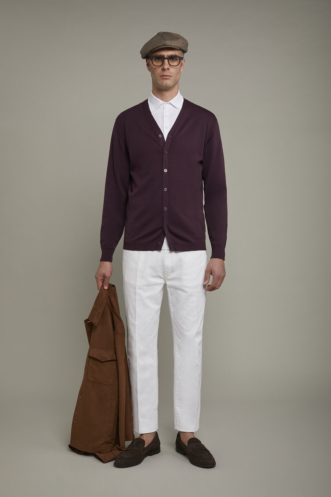 Cardigan homme col V 100 % coton coupe régulière image number 0
