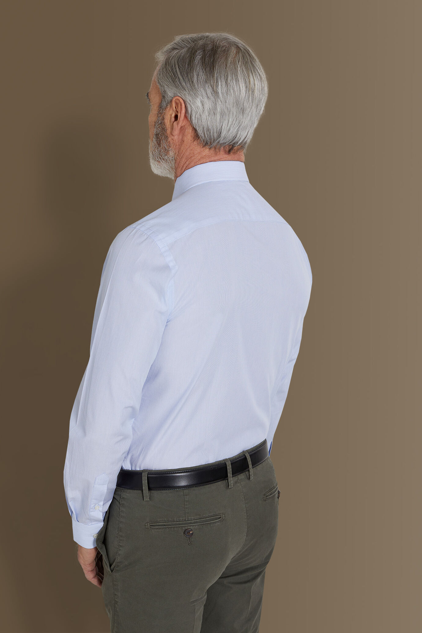 Camicia classica uomo collo francese tinto filo a righe sottili image number 2