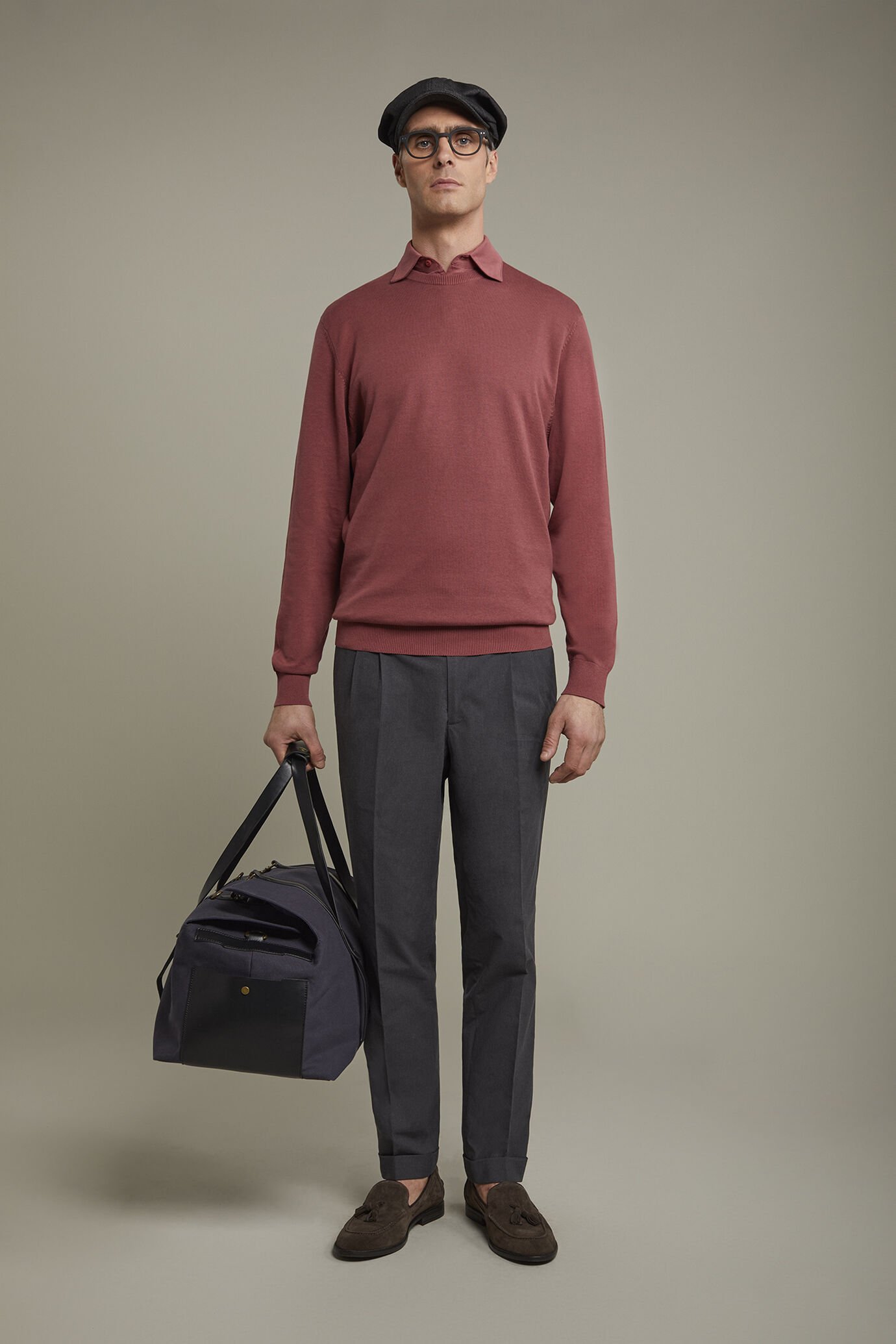 Pull homme &agrave; col rond 100&nbsp;% coton coupe r&eacute;guli&egrave;re image number 0