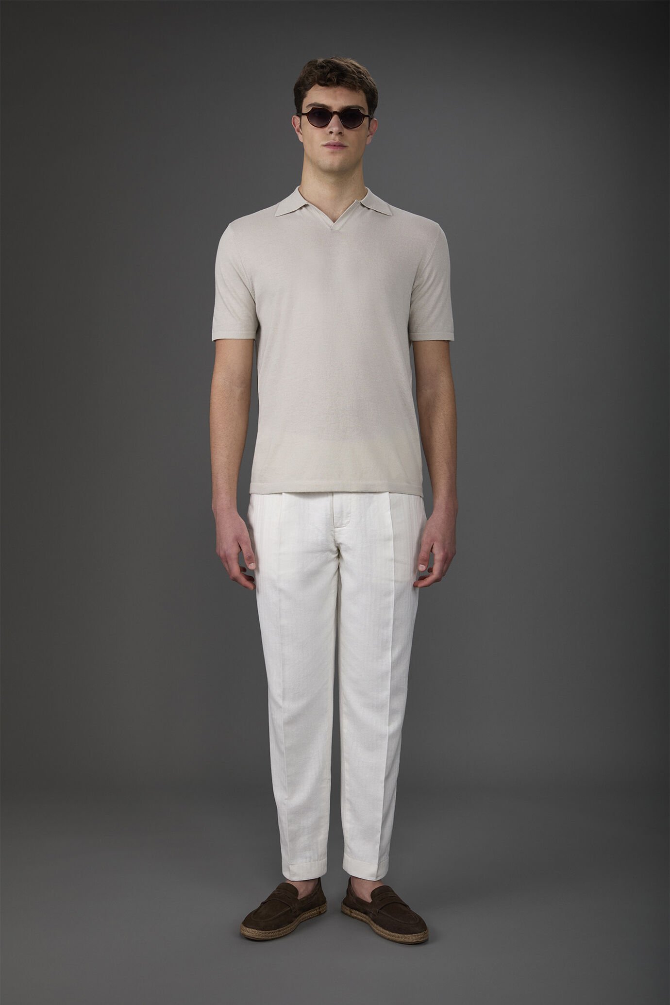 Herren-Poloshirt aus 100 % Baumwoll-Krepp mit kurzen Ärmeln und Derby-Kragen image number 0