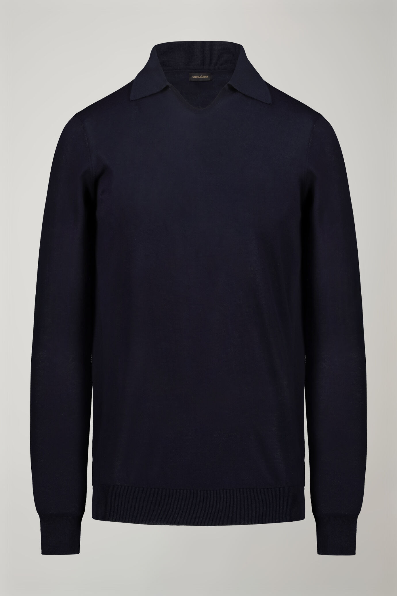 Polo homme en maille col en V 100 % coton à manches longues coupe régulière image number 6
