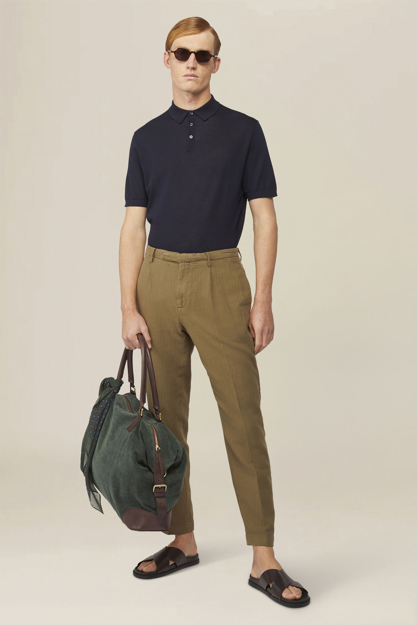 Men's regular fit 100% cotton knitted polo shirt image number 1