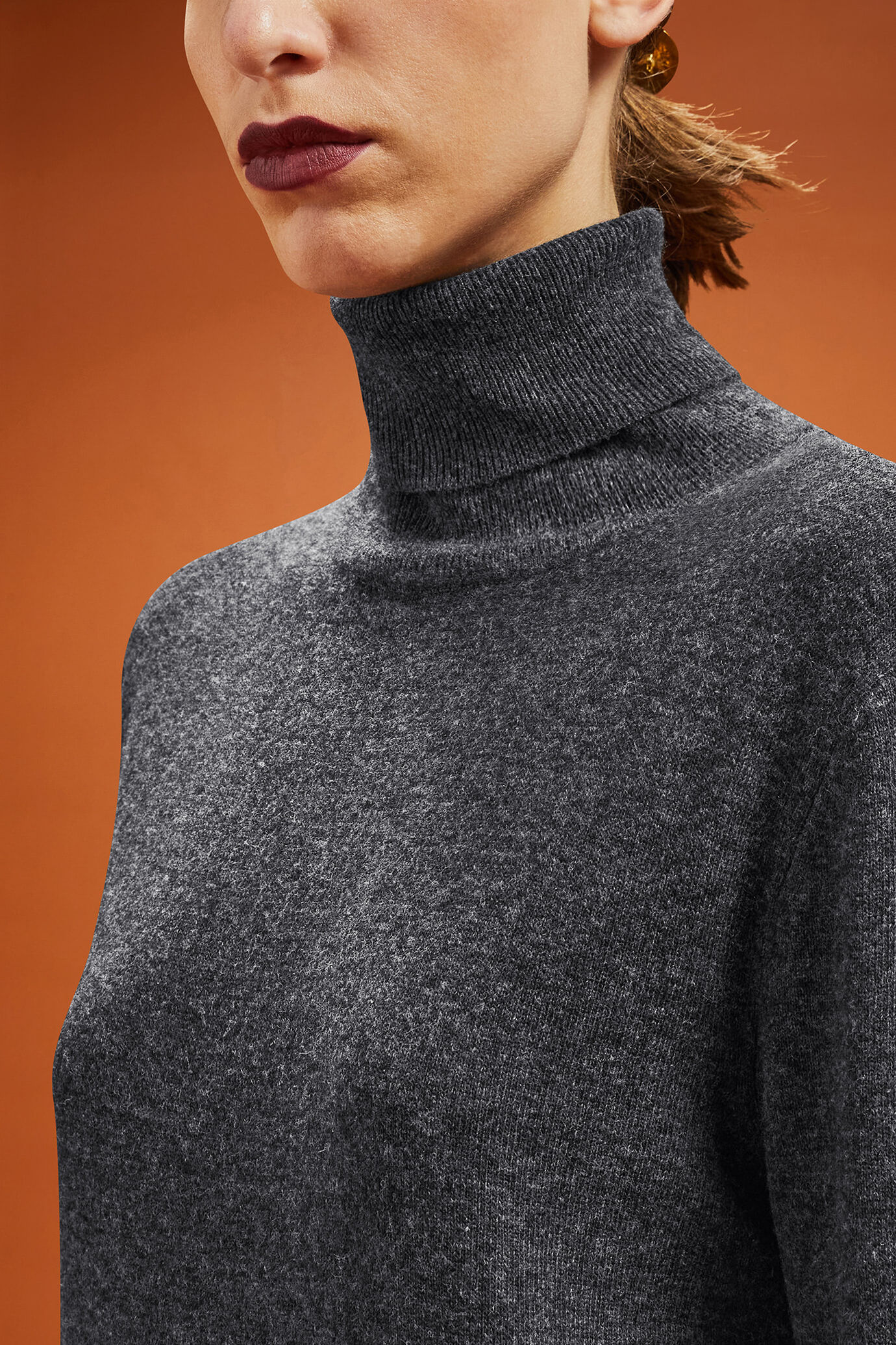 Pull col montant pour femme, coupe classique, en laine et cachemire image number 2