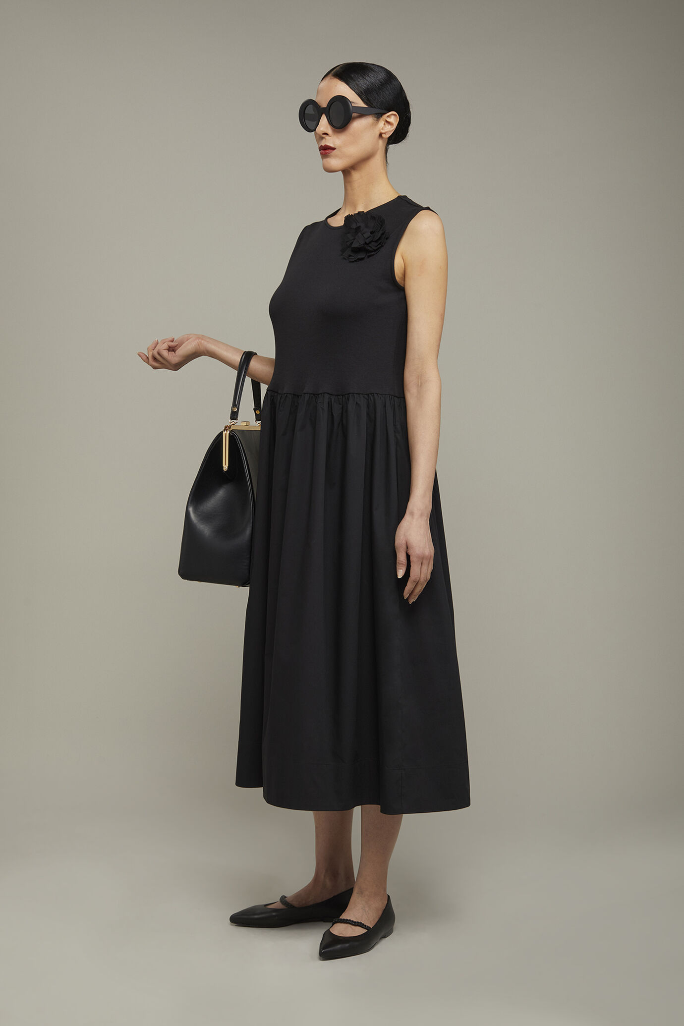 Abito midi donna smanicato 100% cotone in jersey regular fit image number 1