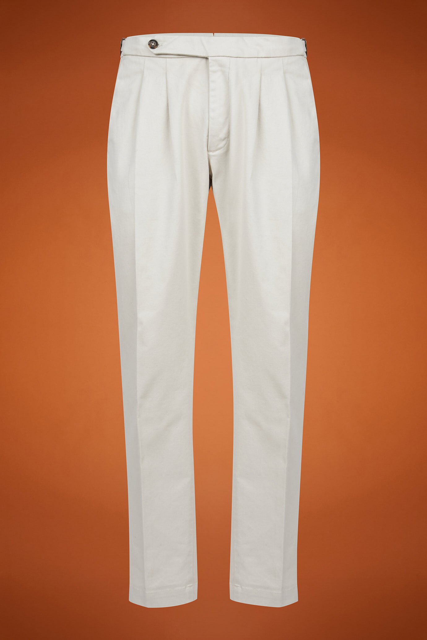 Pantalone uomo doppia pinces tessuto in tela diagonale regular fit image number 0