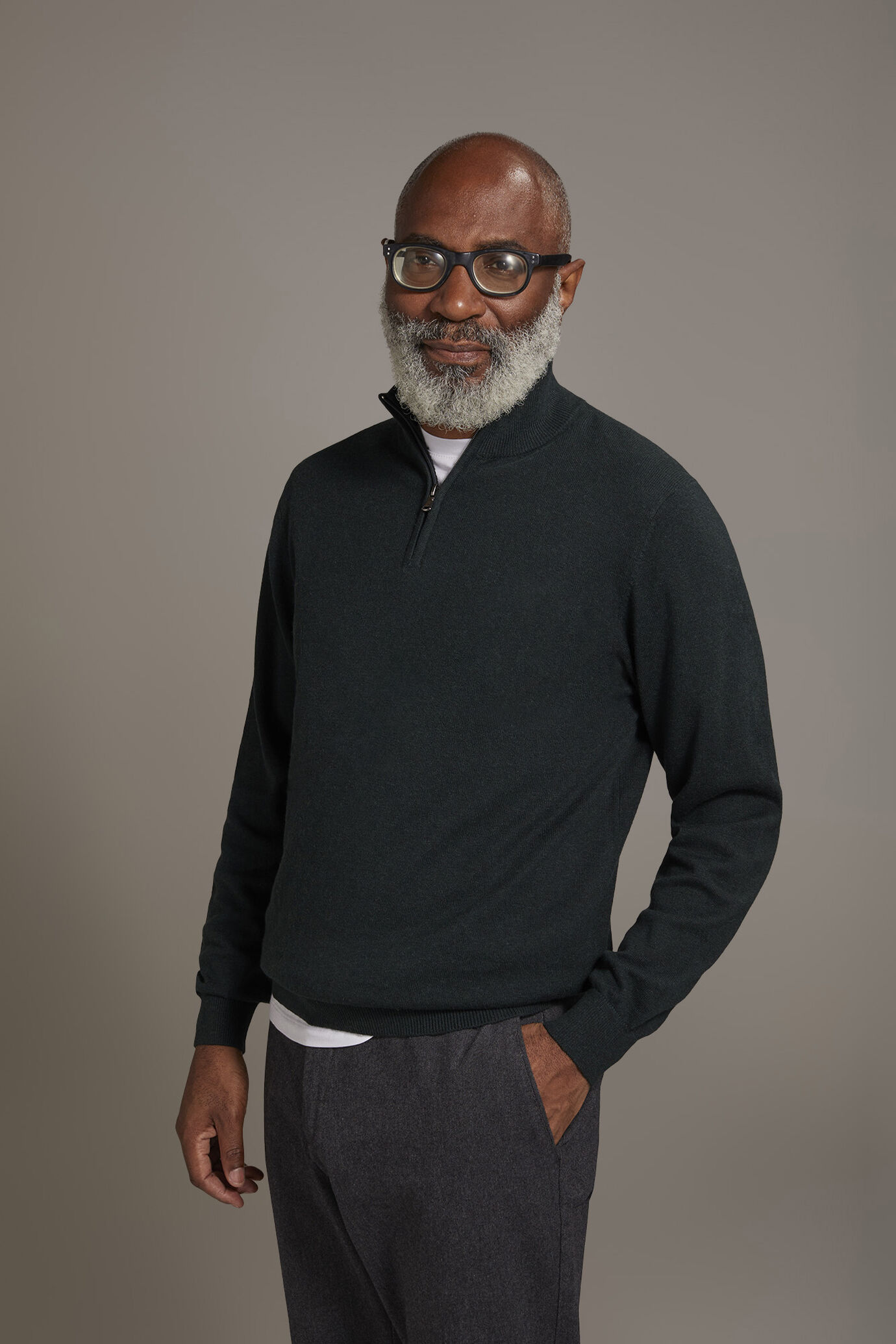 Wool blend Turtleneck sweater with zip image number 1