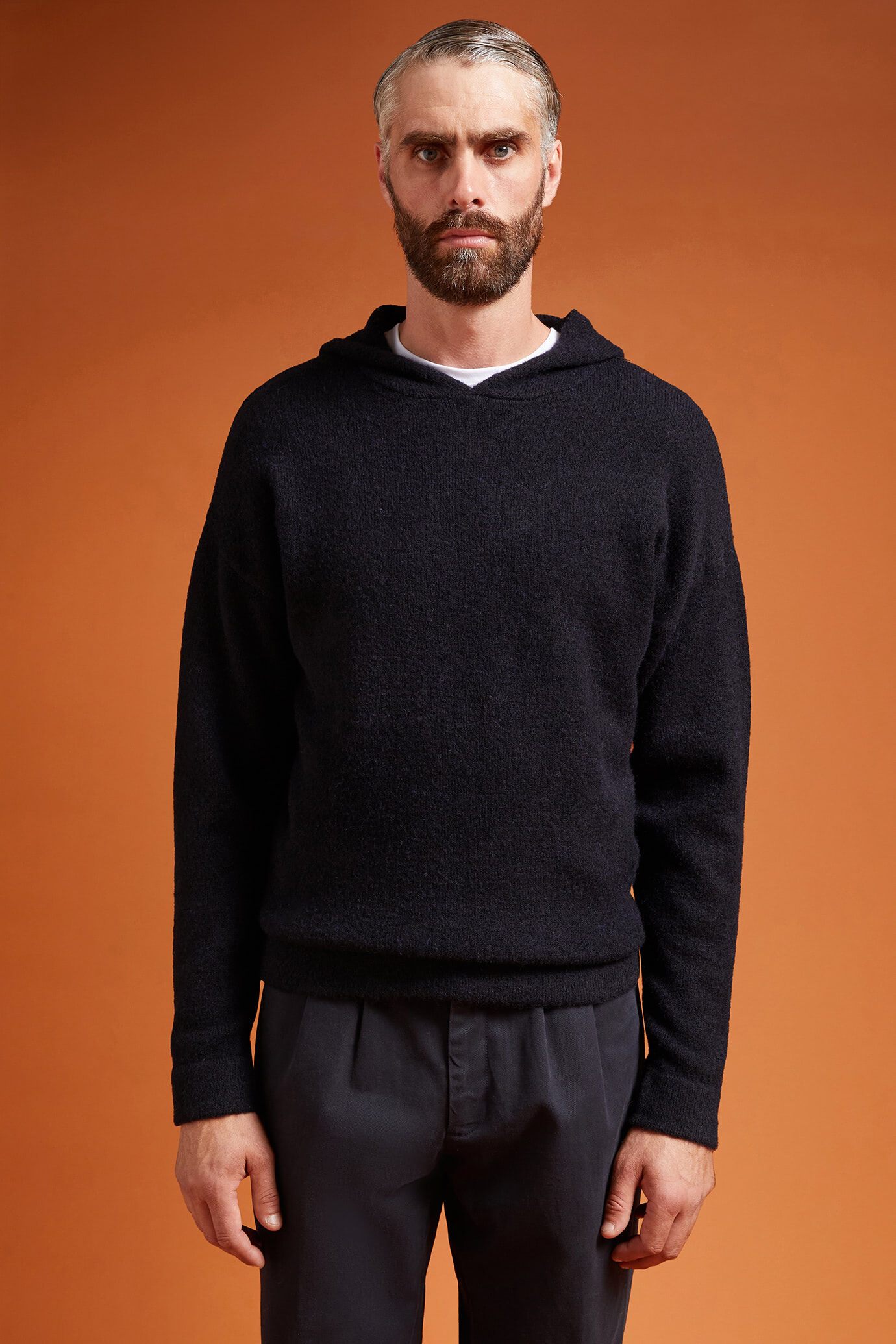 Men's regular fit hoodie in a wool blend image number 0