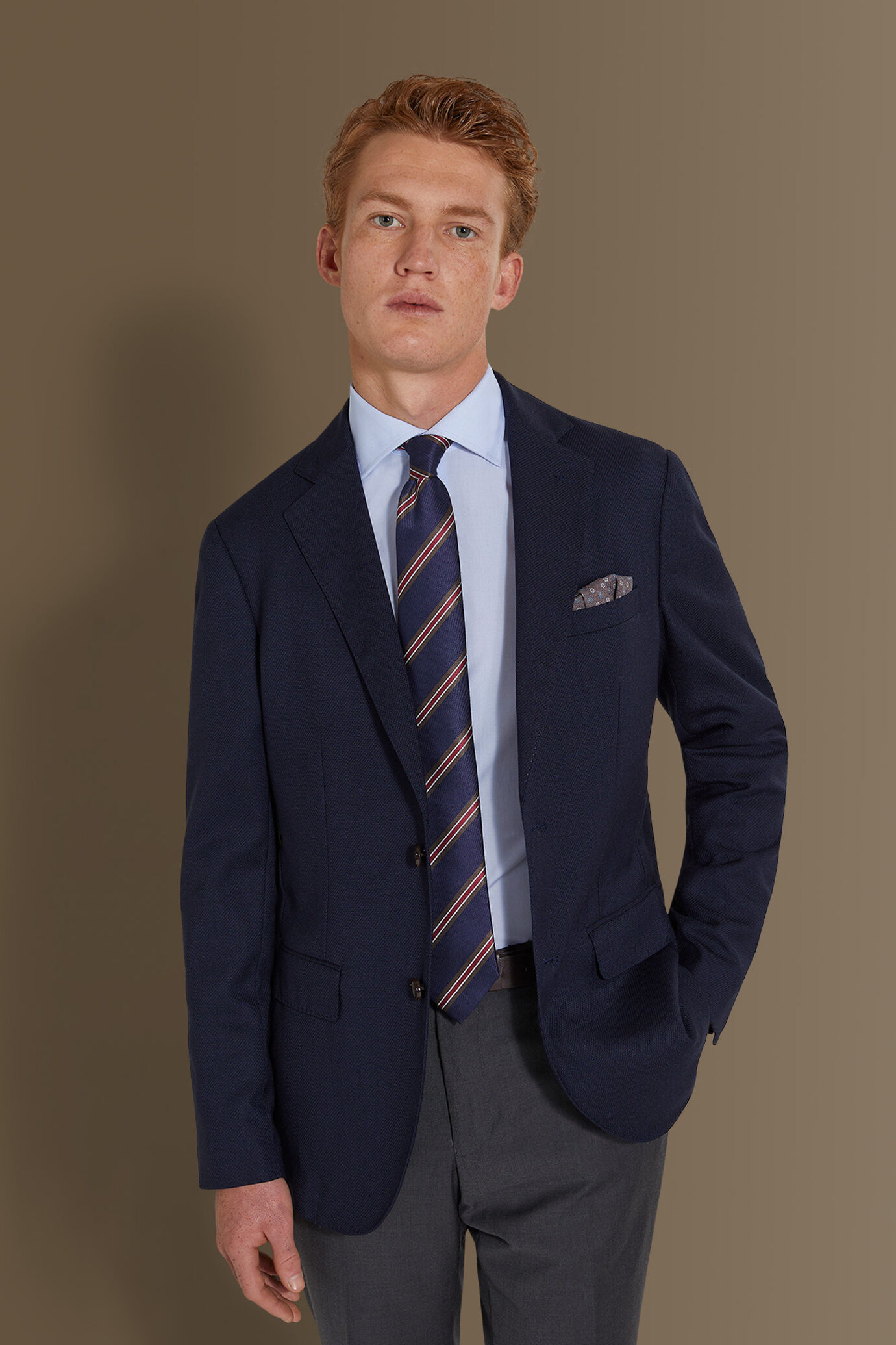 Single breasted dobby fabric jacket solid colour image number 1