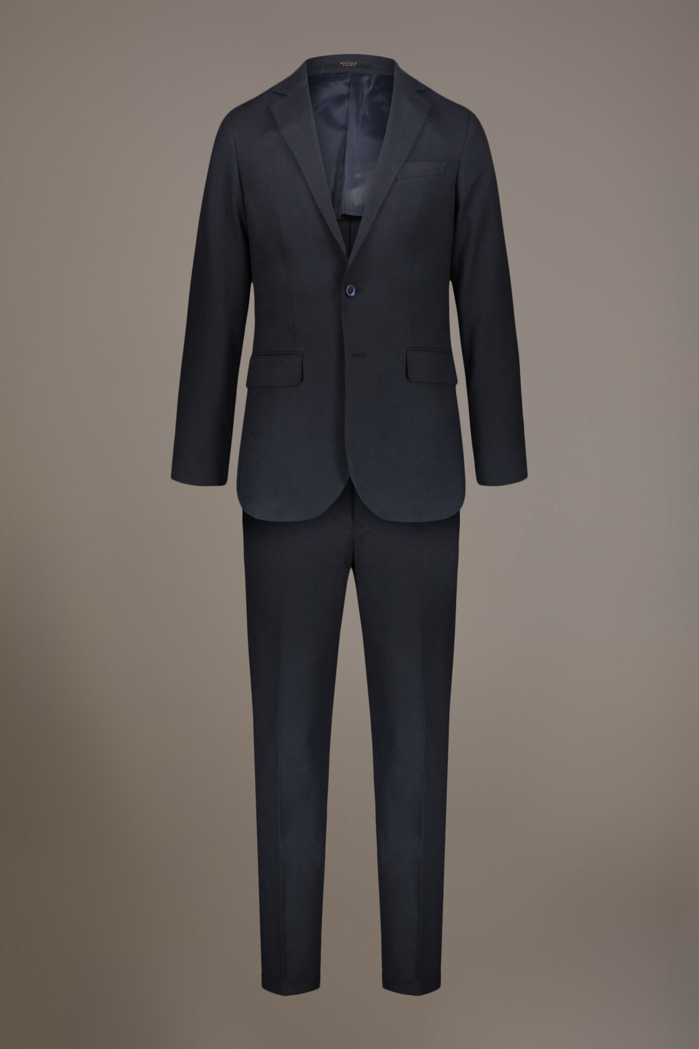 Single-breasted cotton stretch solid color fabric suit image number 4