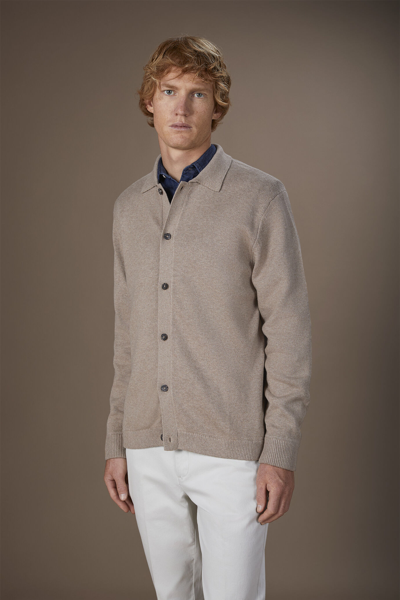 Herren-Poloshirt aus Wolle und Baumwolle in normaler Passform image number 0