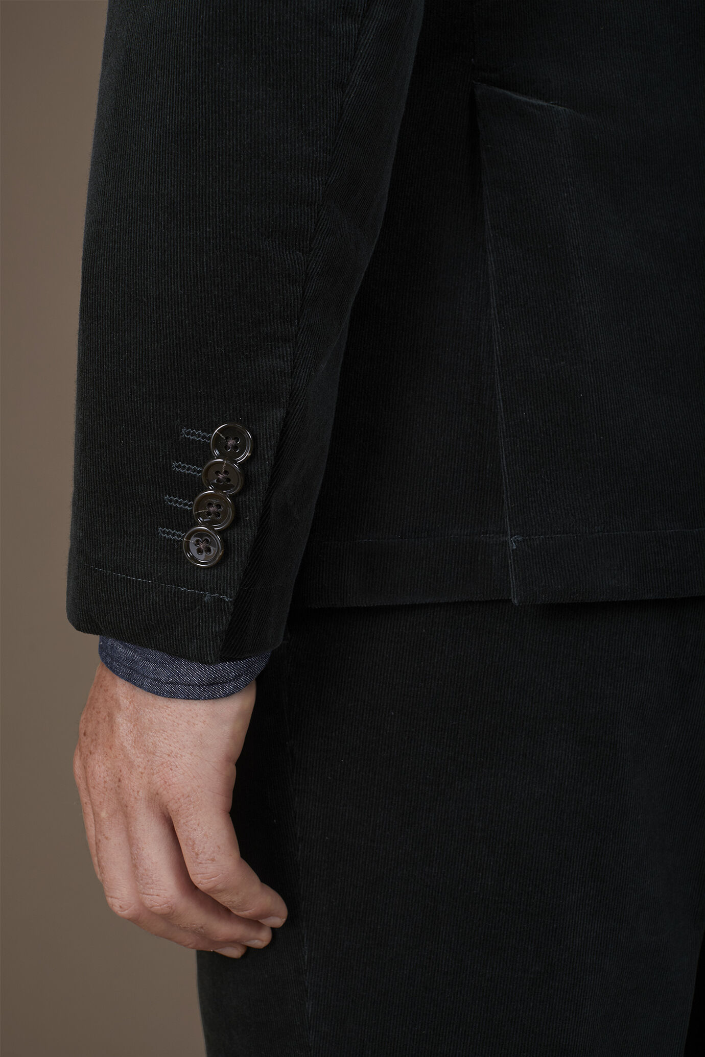 Men's single-breasted jacket in regular fit cotton corduroy image number 3