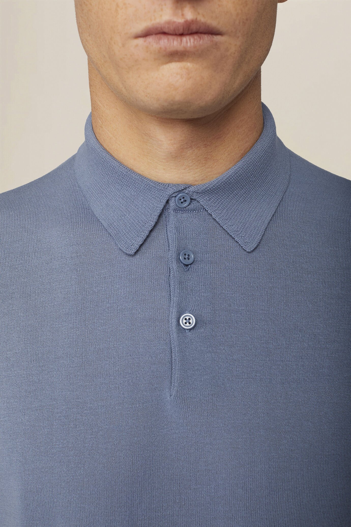 Men's regular fit 100% cotton knitted polo shirt image number 2