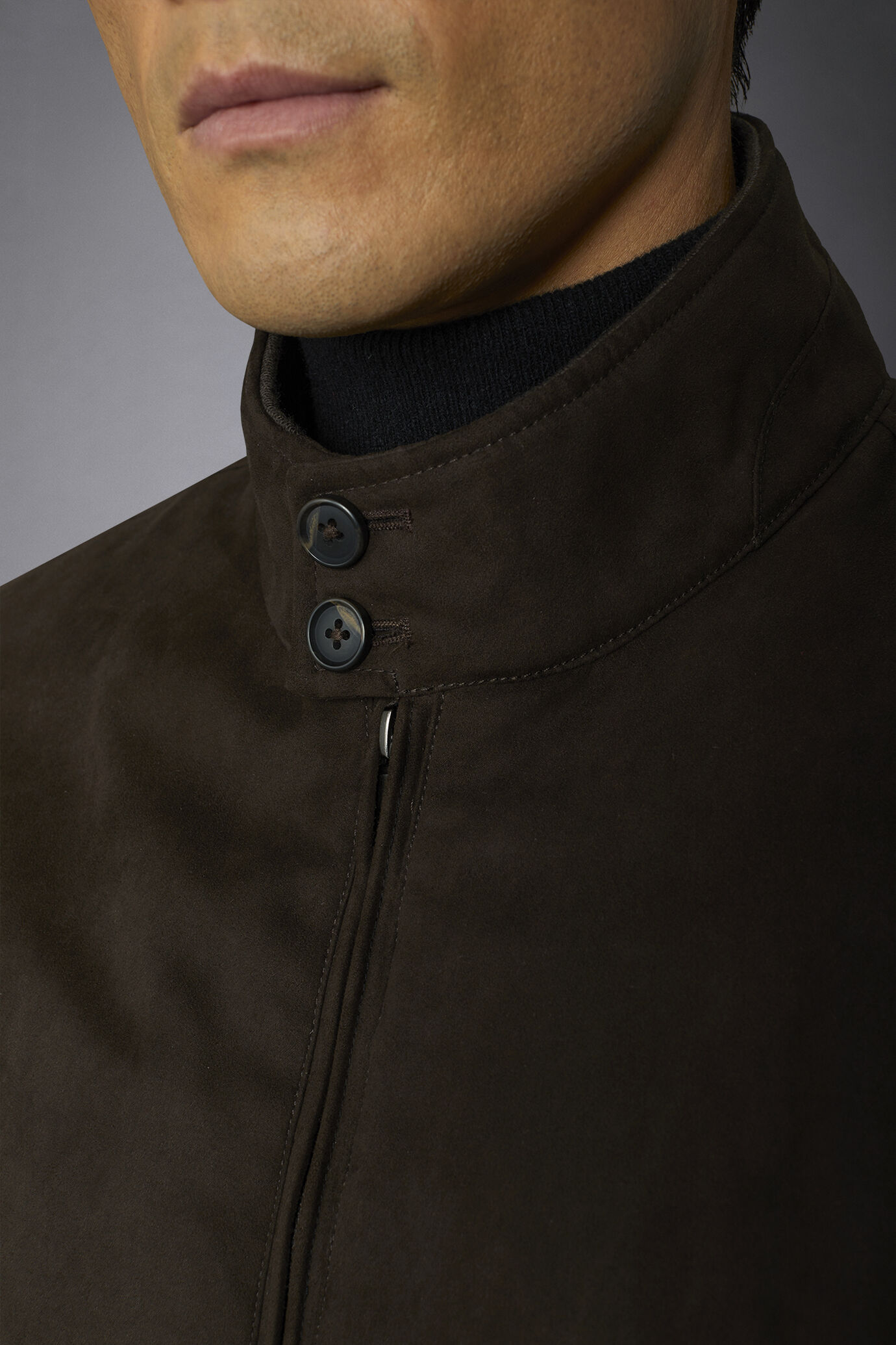 Giacca uomo in ecopelle scamosciata con chiusura con zip comfort fit image number 3