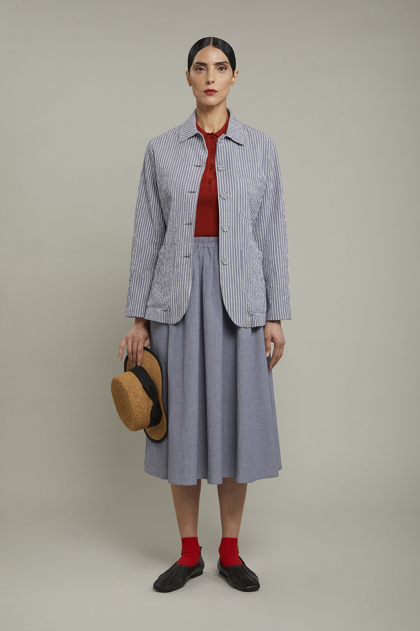 Damenblazer mit Nadelstreifen aus Stretch-Baumwolle in normaler Passform image number 0